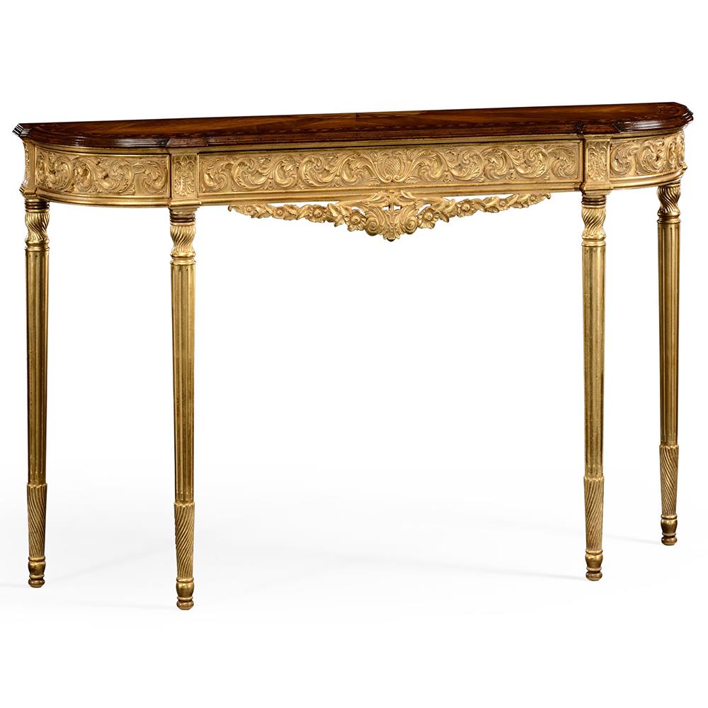 Versailles Konsol - İnce - Finish-Pai-04-4 (Light Antique Gold-leaf with Carved Floral Detail)