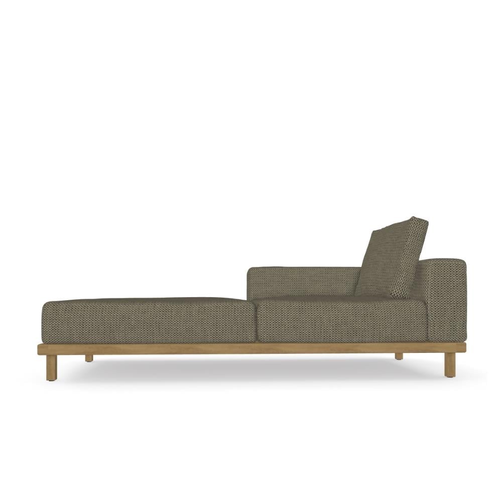 Vis a Vis Sağ Alçak Kollu Teak Kanepe  - Sırt ve Oturum Minderi Rustic Weave Dark Grey E kategori