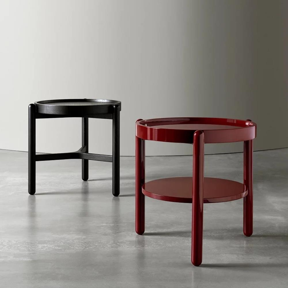 Vittorio Alçak Yan Sehpa (50)-Top Oak Rv Black-Frame Black Oak-(TB50)