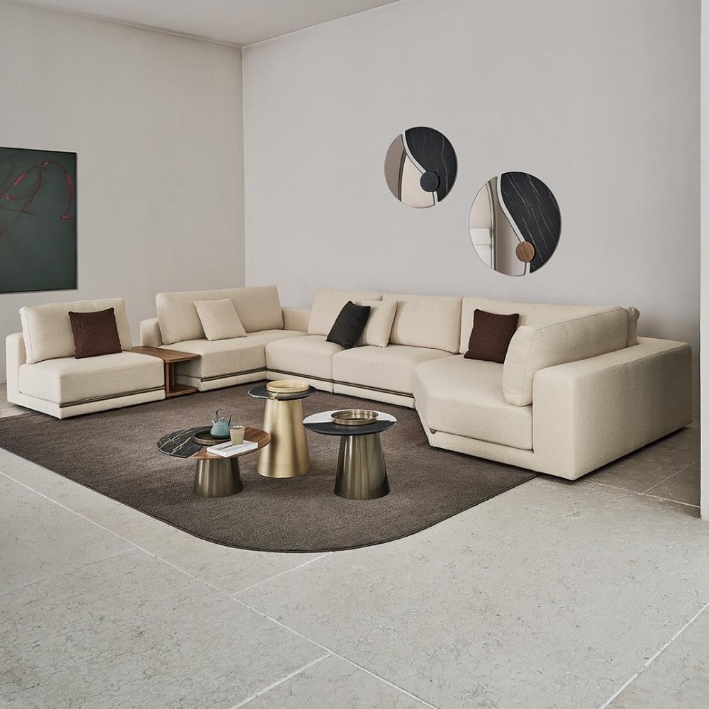 Yang Yan Sehpa (40)-Frame Lacq Gold (M325)-Top Glossy Calacatta (CM012)-Top Veneer Walnut (L036)