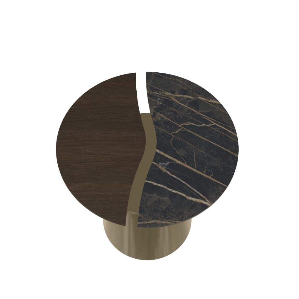 Yang Yan Sehpa (50)-Frame Aged Brass (M328)-Top Noir Desir Matt (CM025)-Top Oak Spress Veneer (L002)