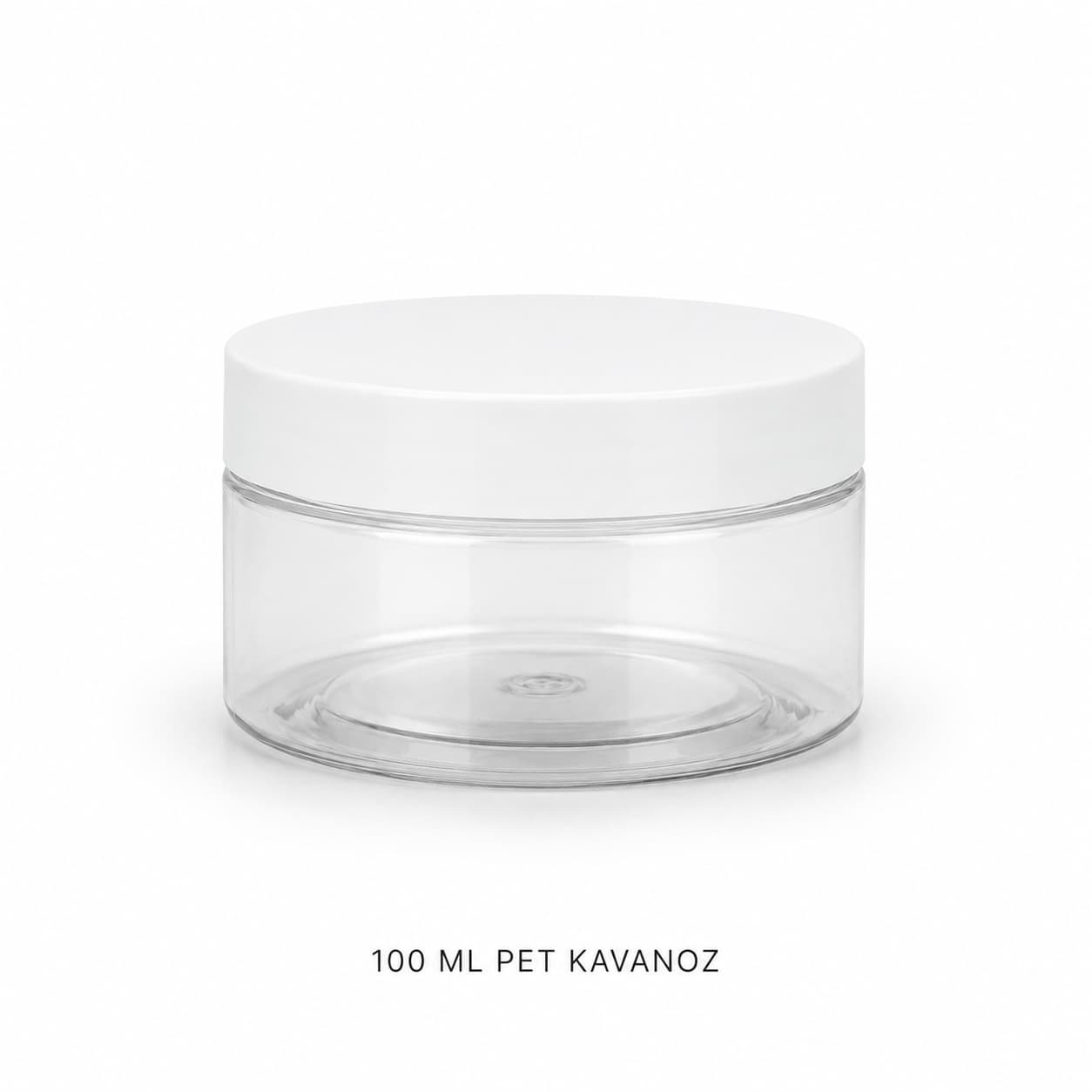 100 ml şeffaf PET kavanoz beyaz kapaklı kozmetik ve krem kutusu