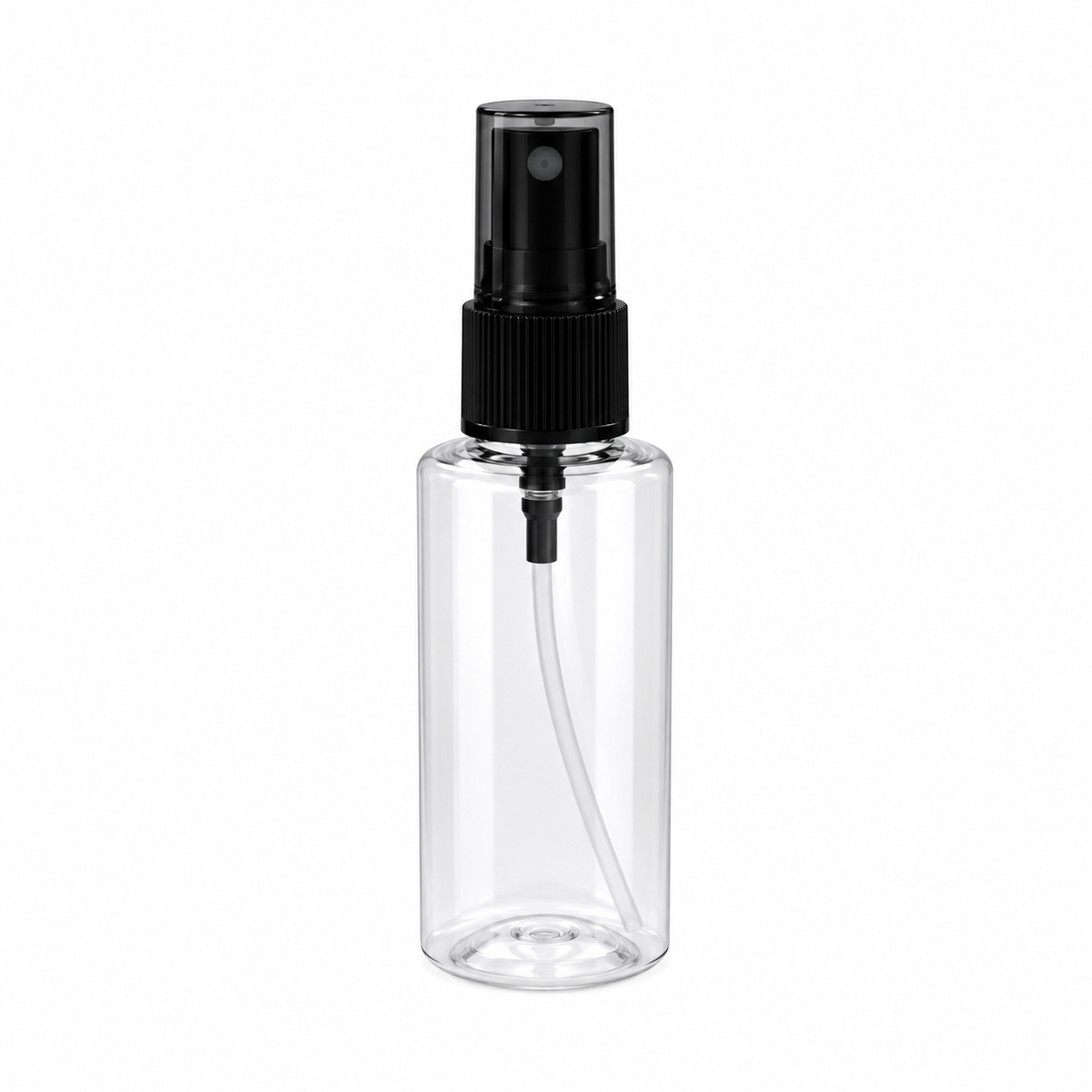 50 ml PET Sprey Şişe – Şeffaf Silindir Plastik Sprey Şişe (18/410) - Spreyli Şişeler 
