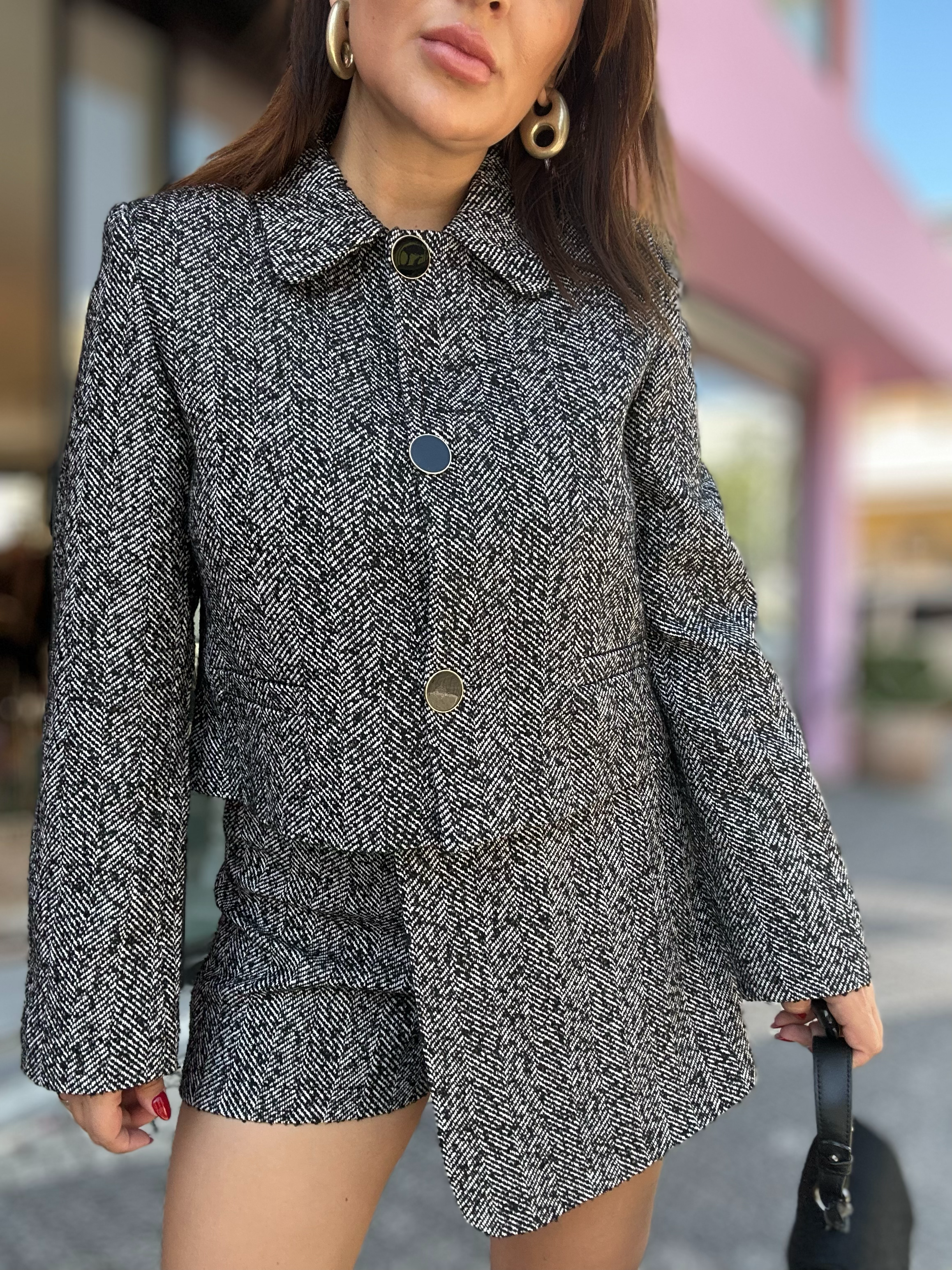  Ceketli Etek Tüvit Takım Gri 