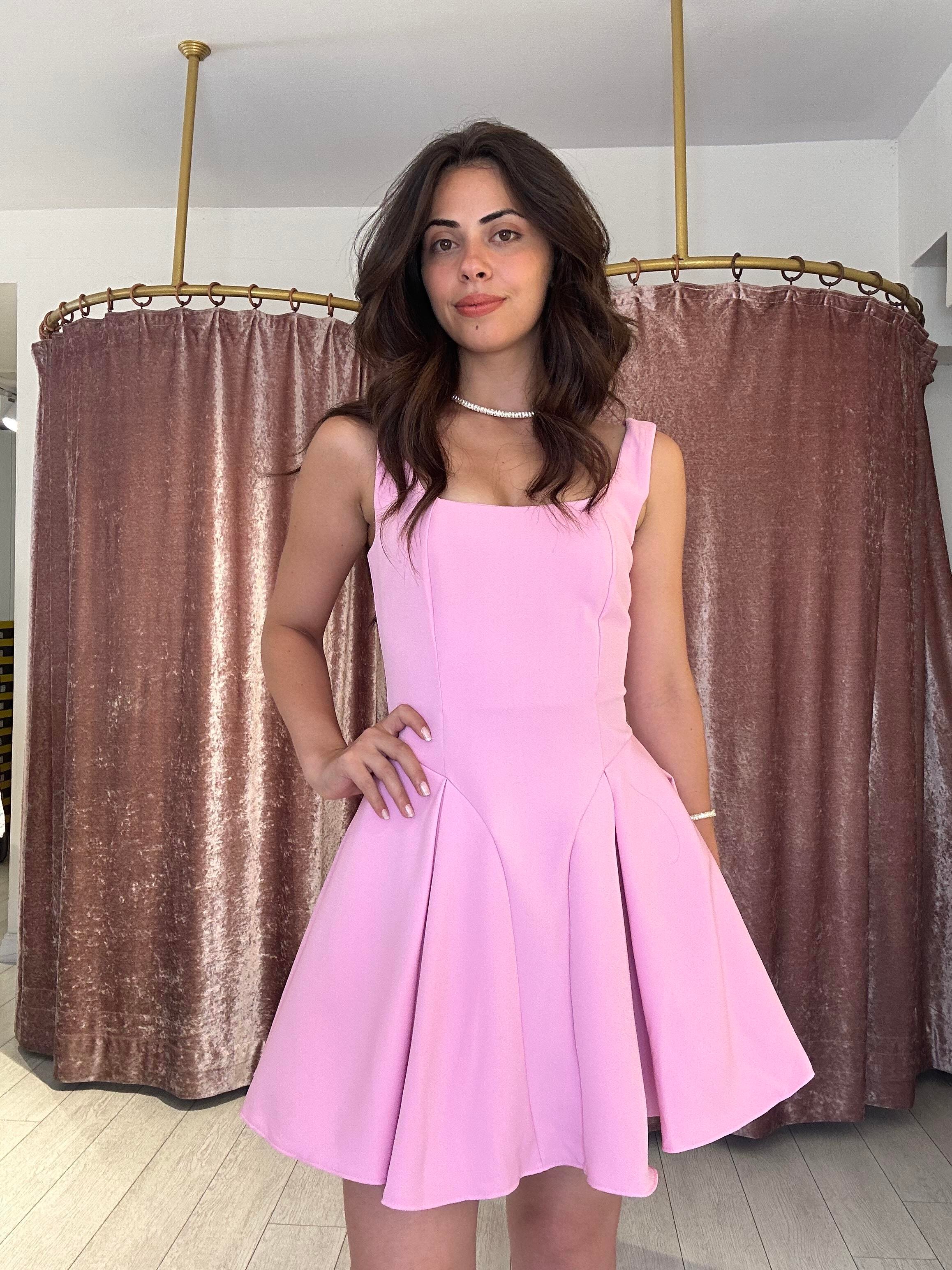 Askılı Mini Elbise Pembe