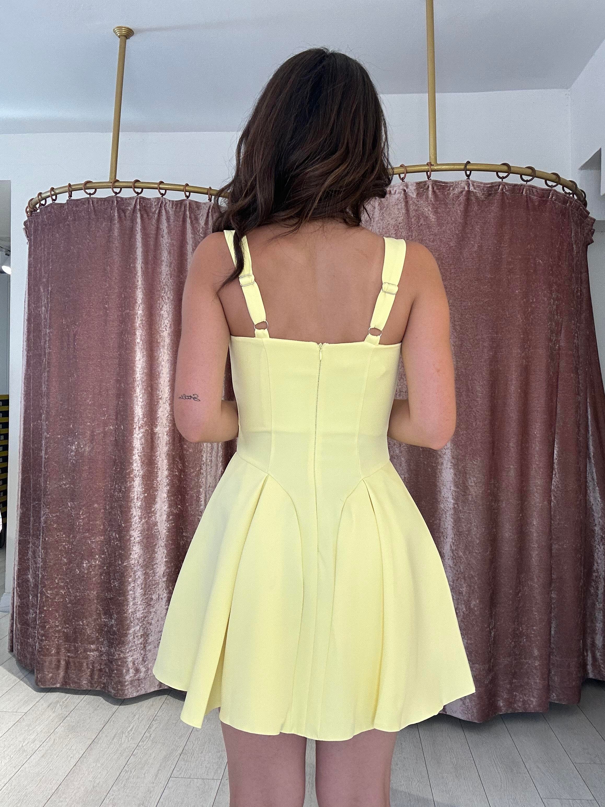 Askılı Mini Elbise Sarı 