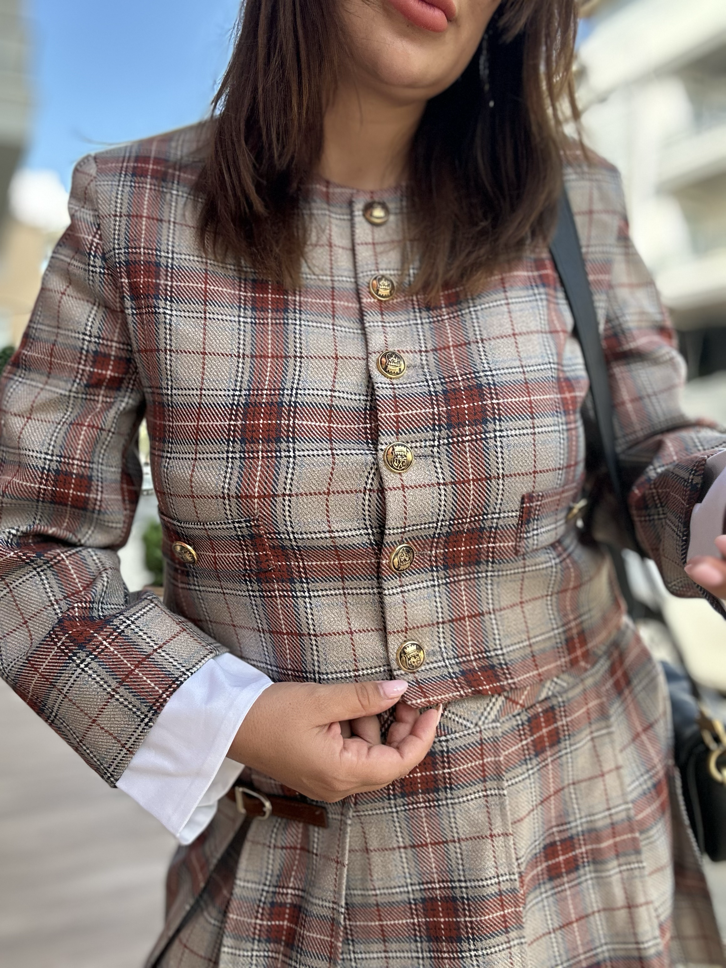 Ekose Desen Etekli Takım Renkli 