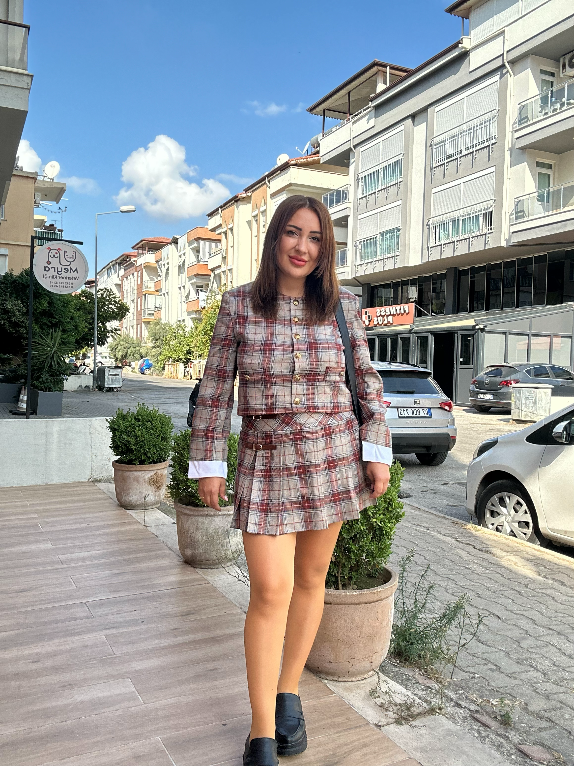 Ekose Desen Etekli Takım Renkli 