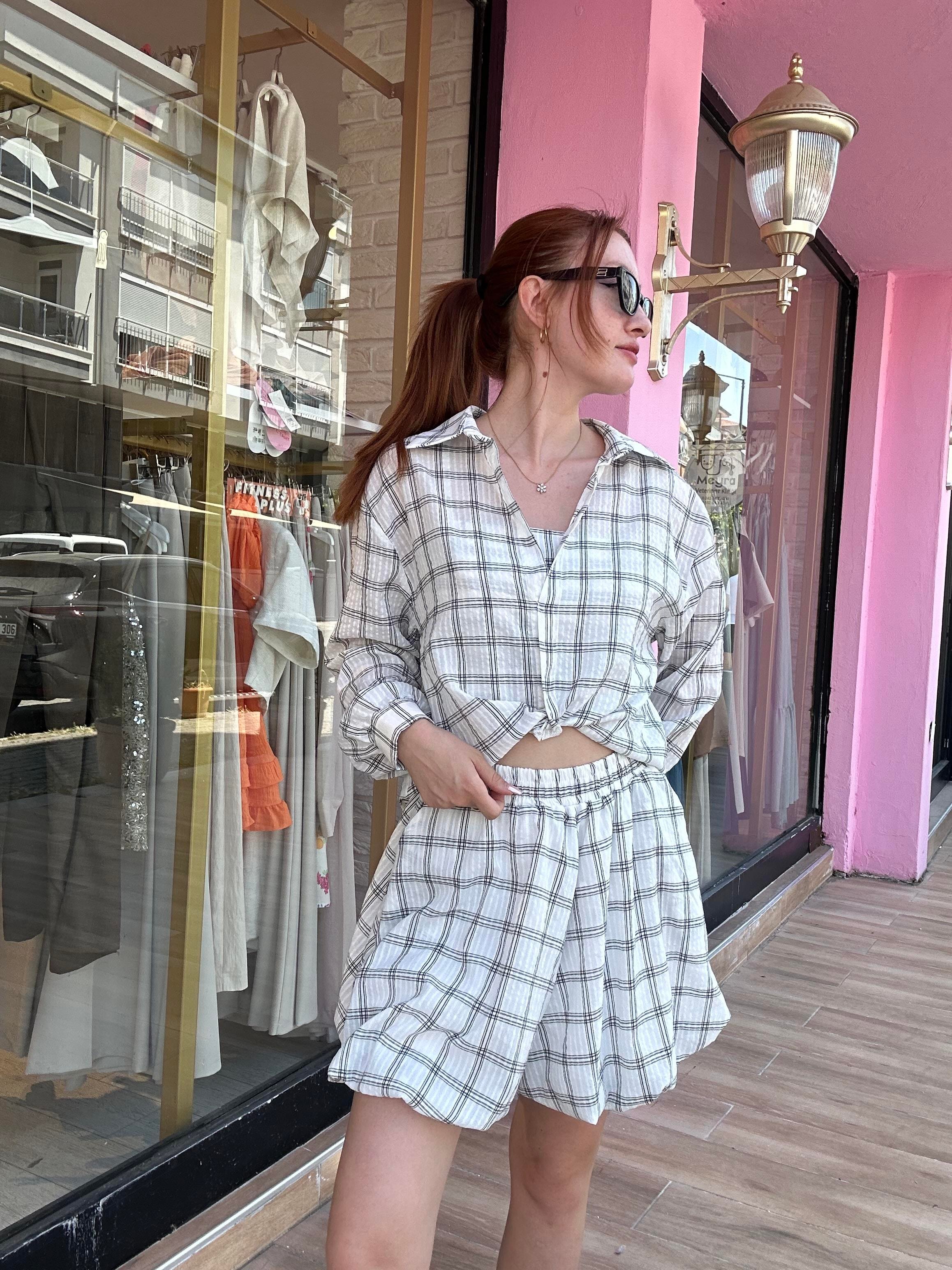 Ekose Desenli 3'lü Takım 