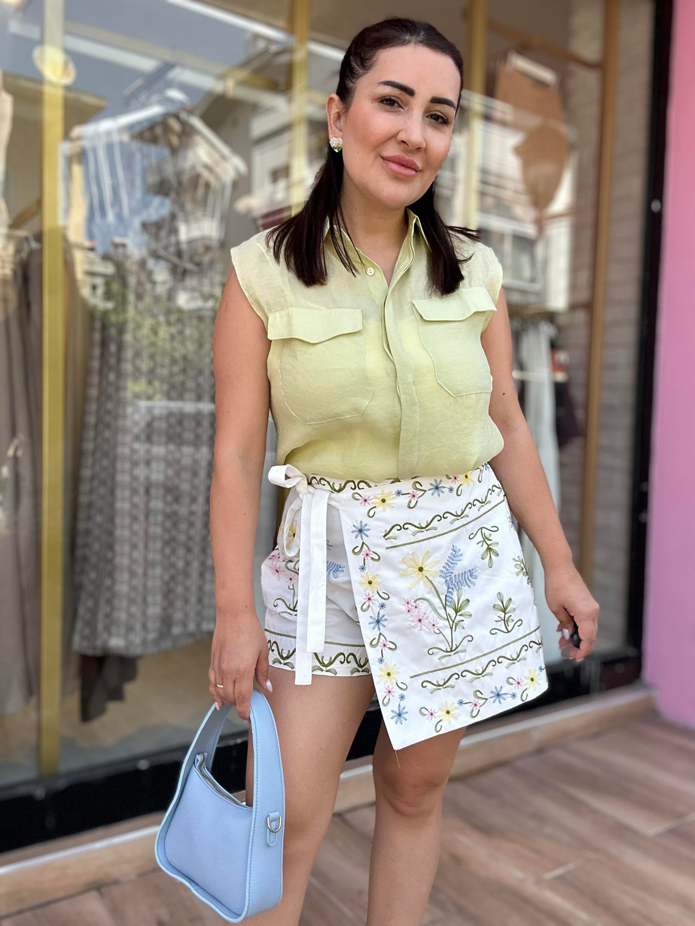 Körük Cepli Kolsuz İnce Gömlek Açık Yeşil