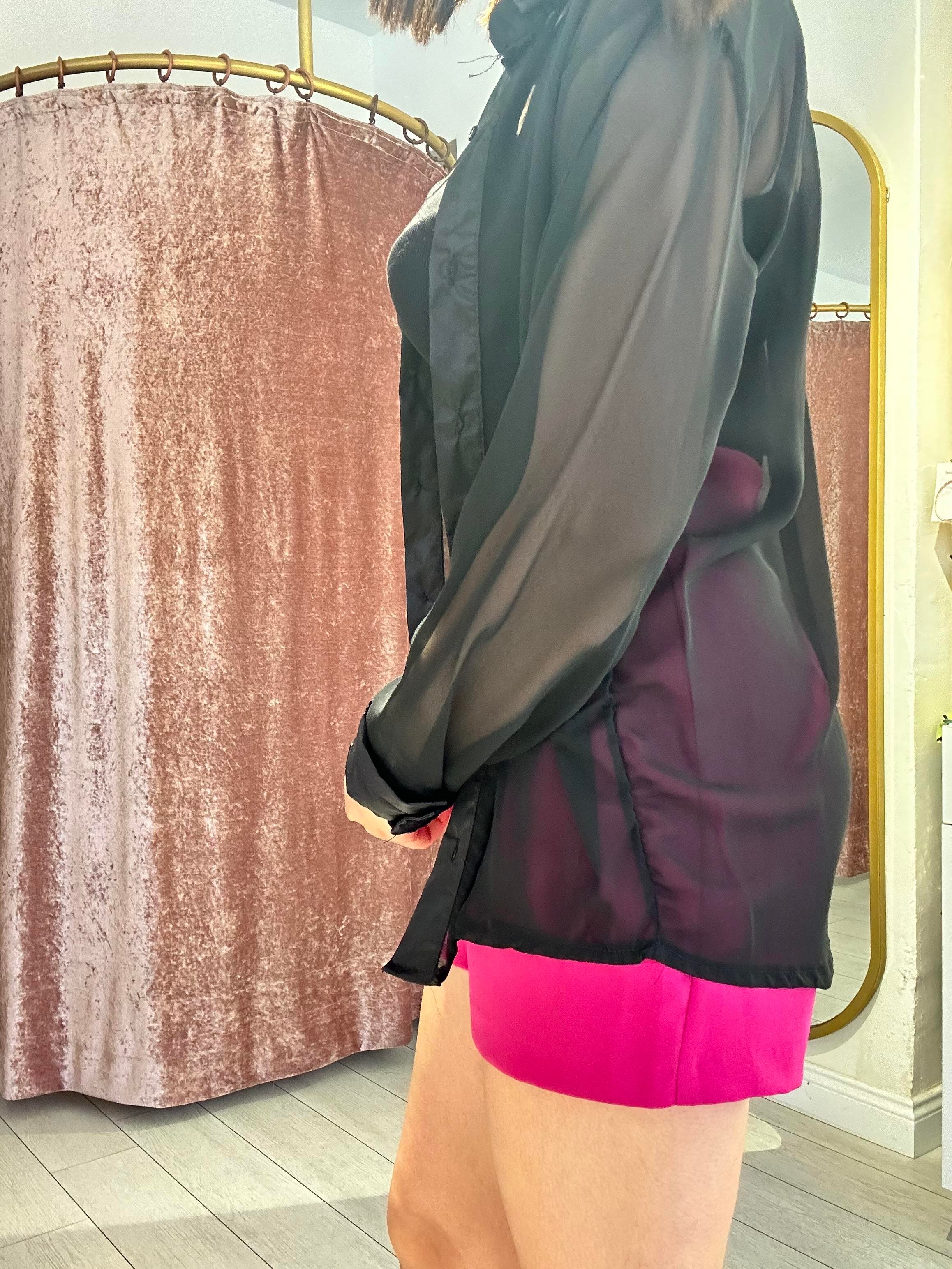 Saten Yaka Detaylı Tül Gömlek Siyah