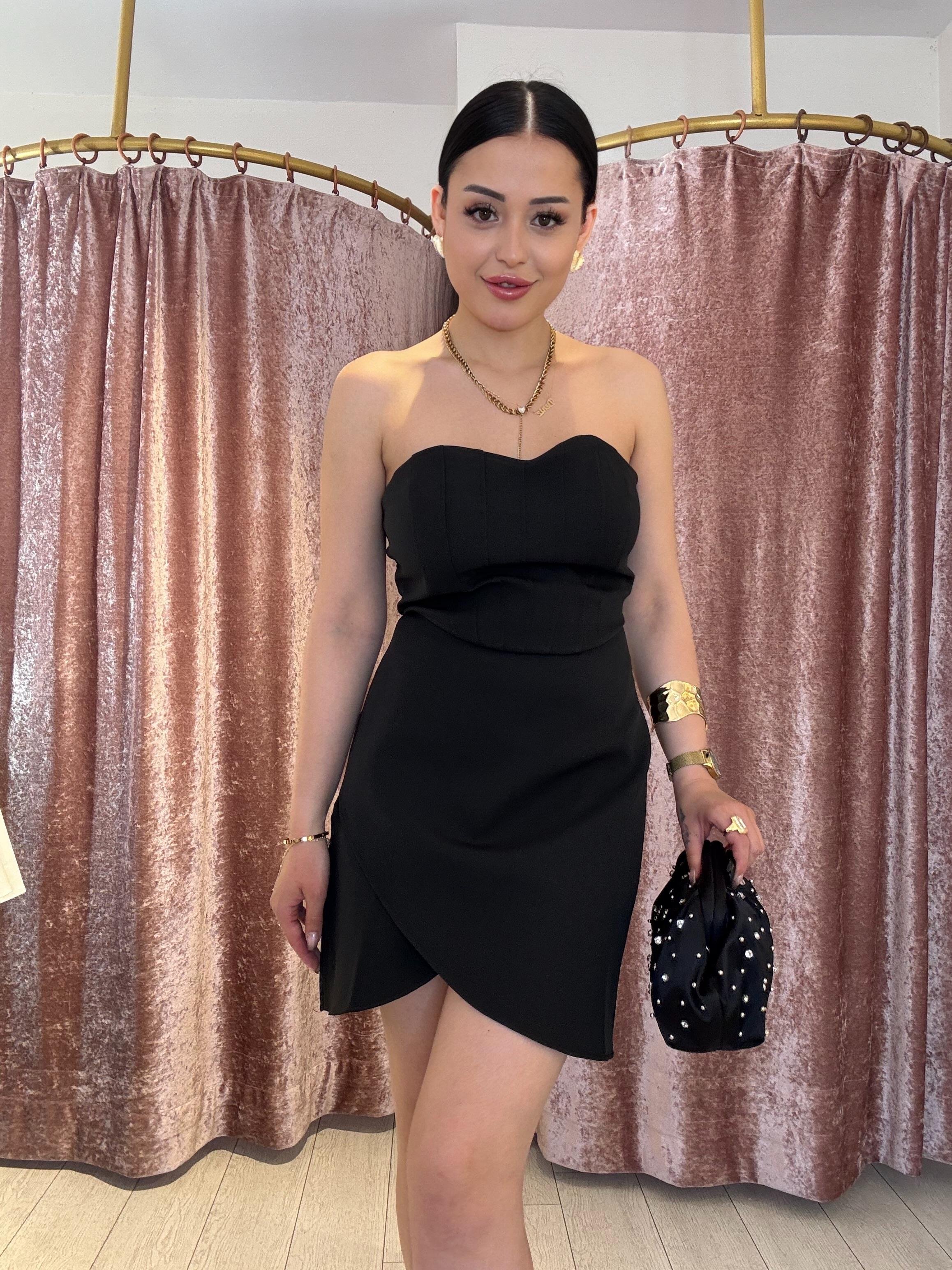 Straplez Gece Elbisesi Siyah