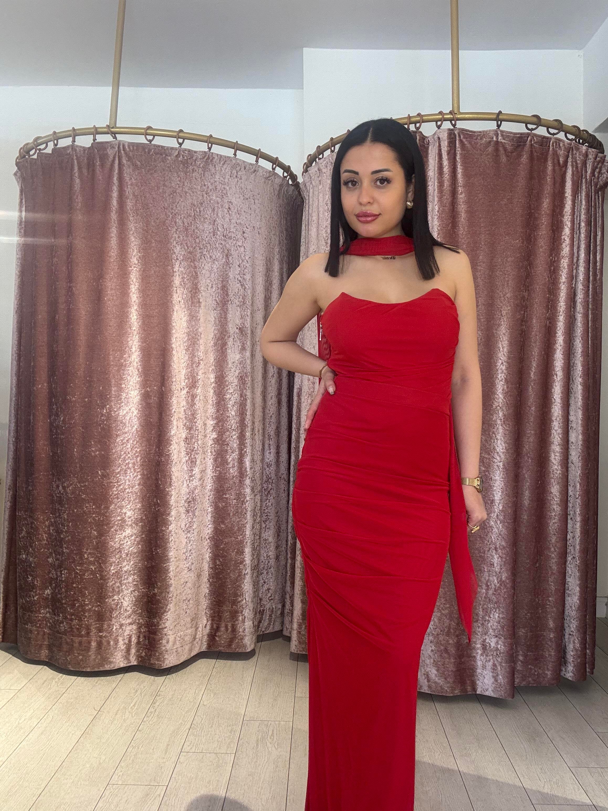 Straplez Uzun İkili Takım Kırmızı