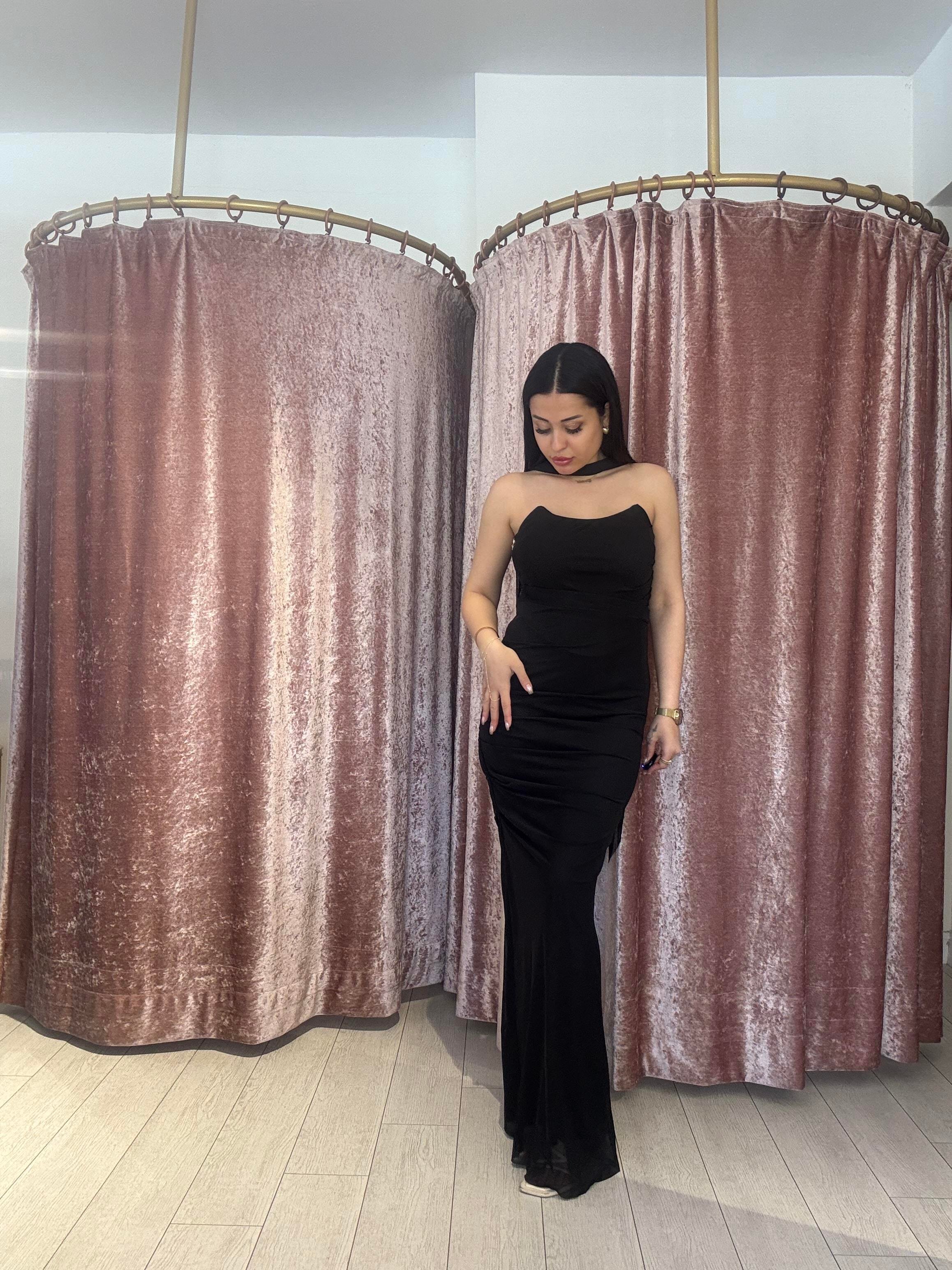 Straplez Uzun İkili Takım Siyah