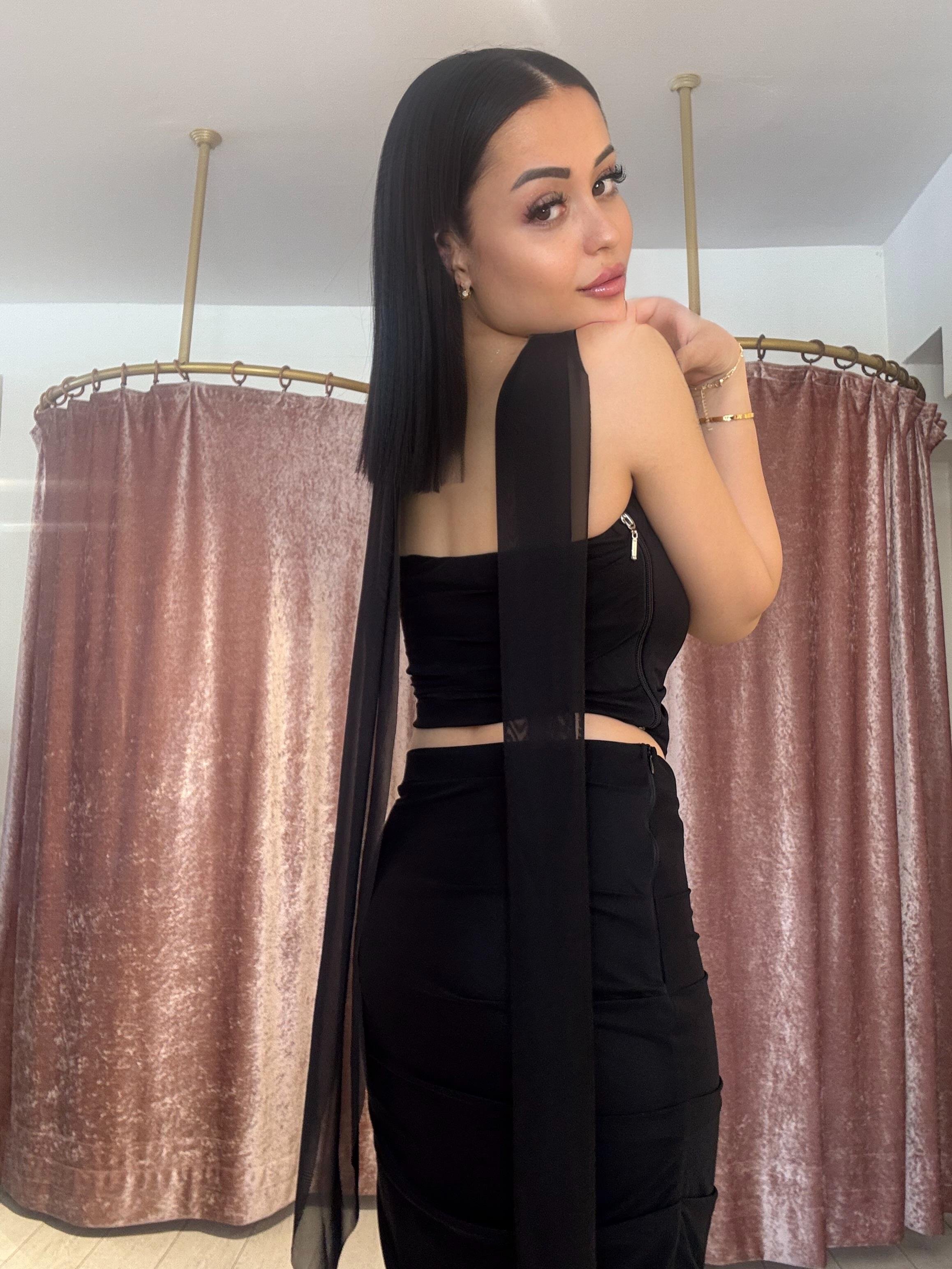 Straplez Uzun İkili Takım Siyah