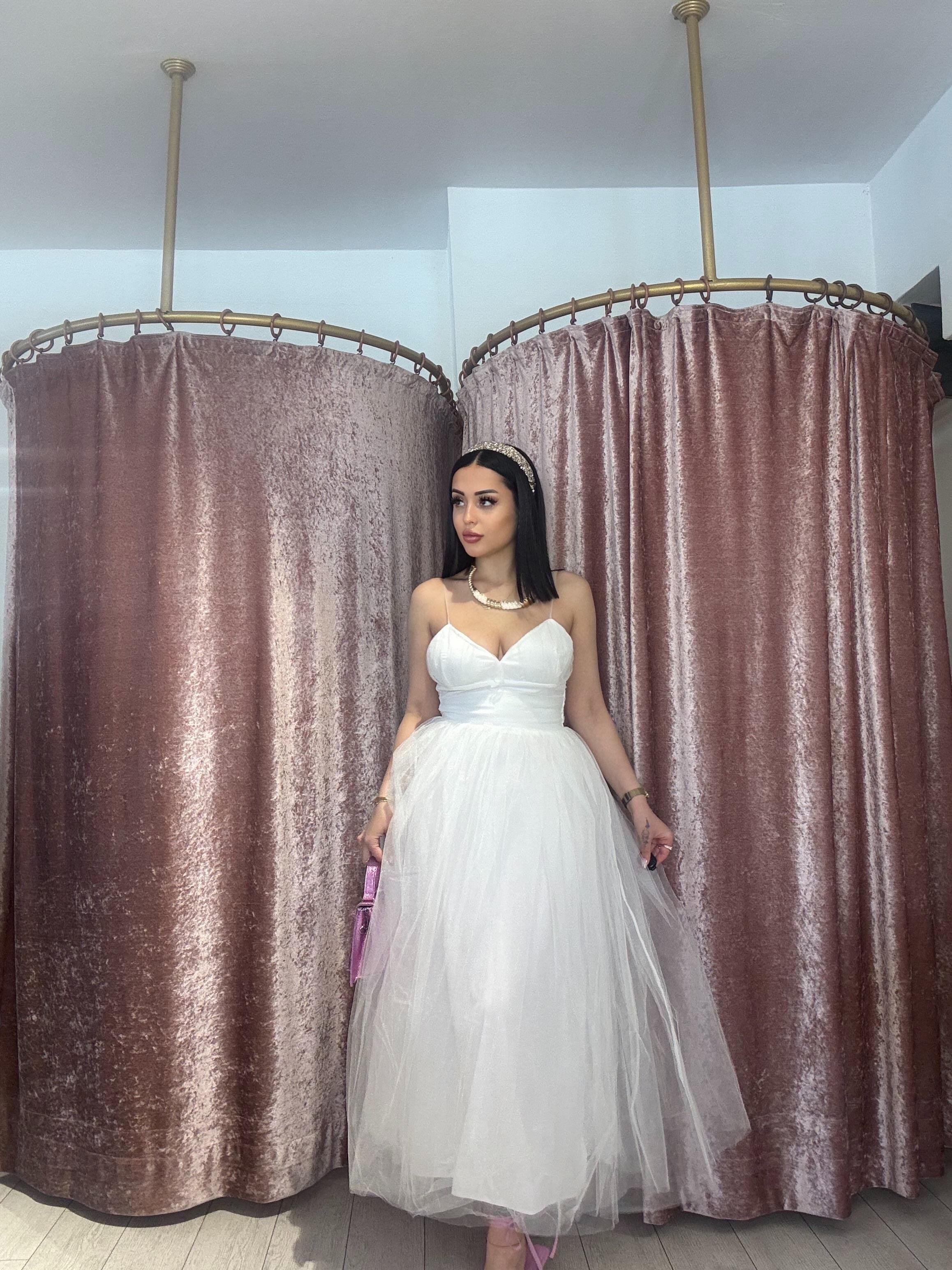 Tütü Midi Boy Elbise Beyaz