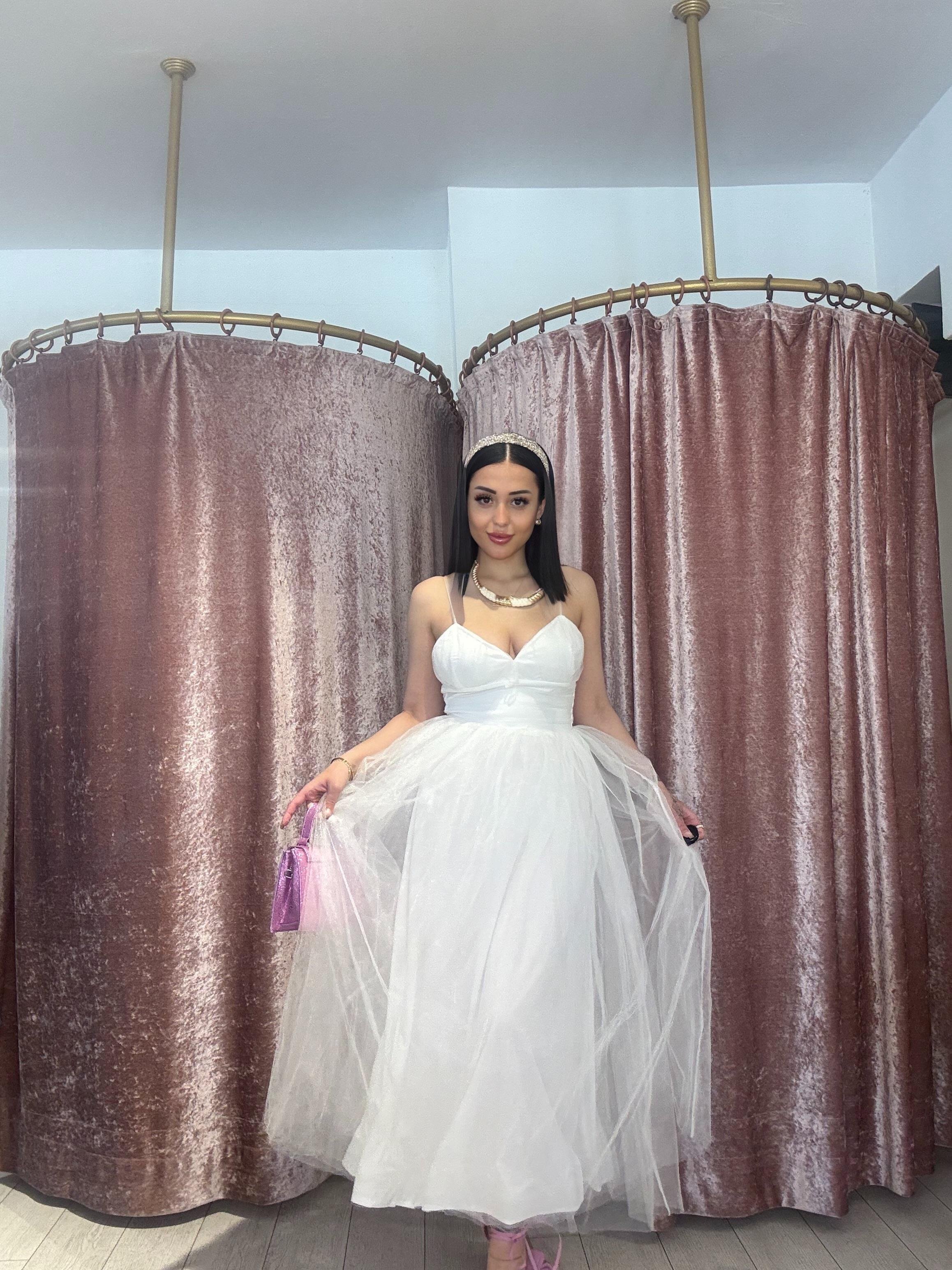 Tütü Midi Boy Elbise Beyaz