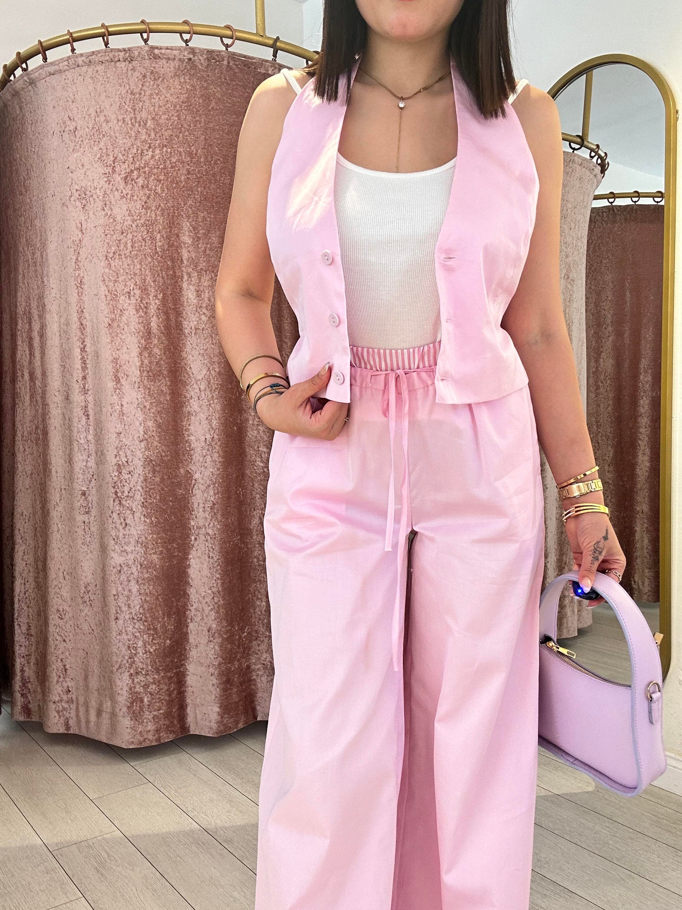 Yelekli % 100 Cotton Takım Pembe