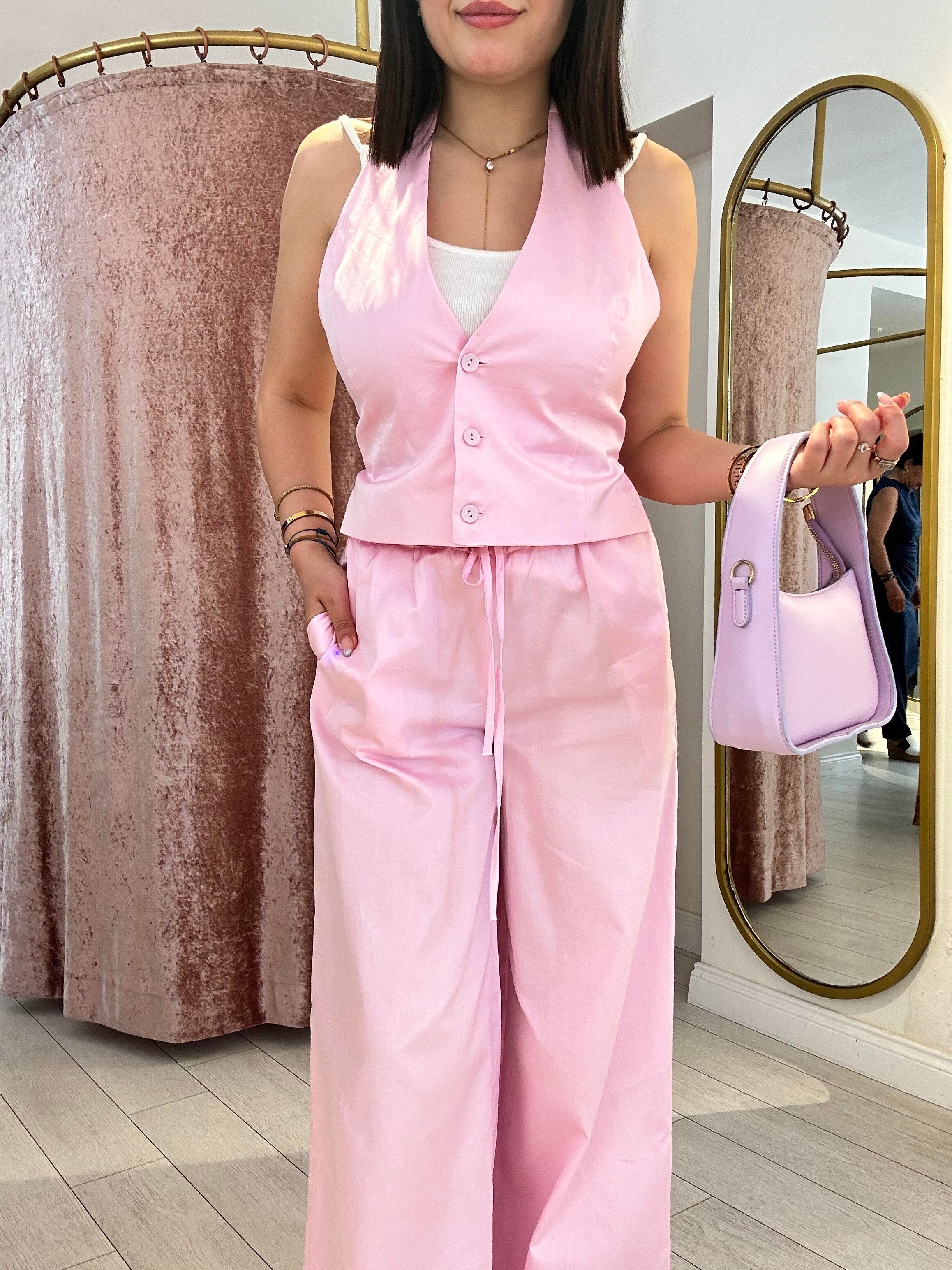 Yelekli % 100 Cotton Takım Pembe