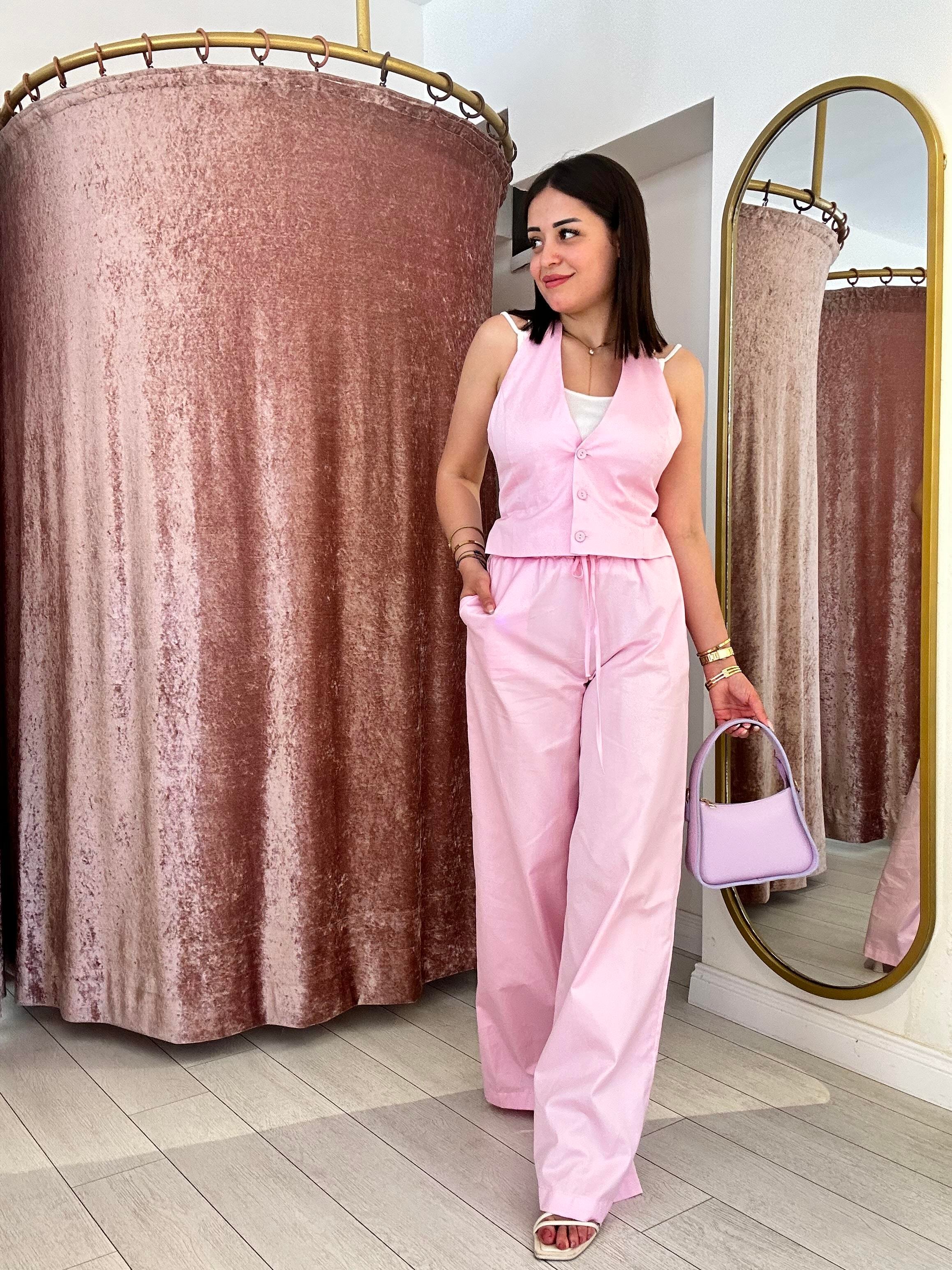 Yelekli % 100 Cotton Takım Pembe