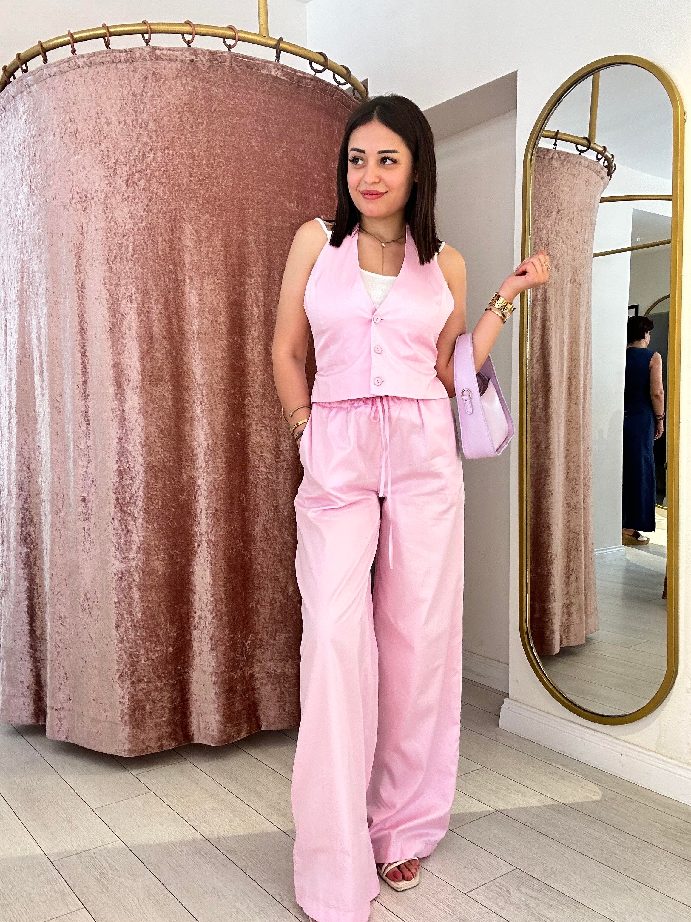 Yelekli % 100 Cotton Takım Pembe