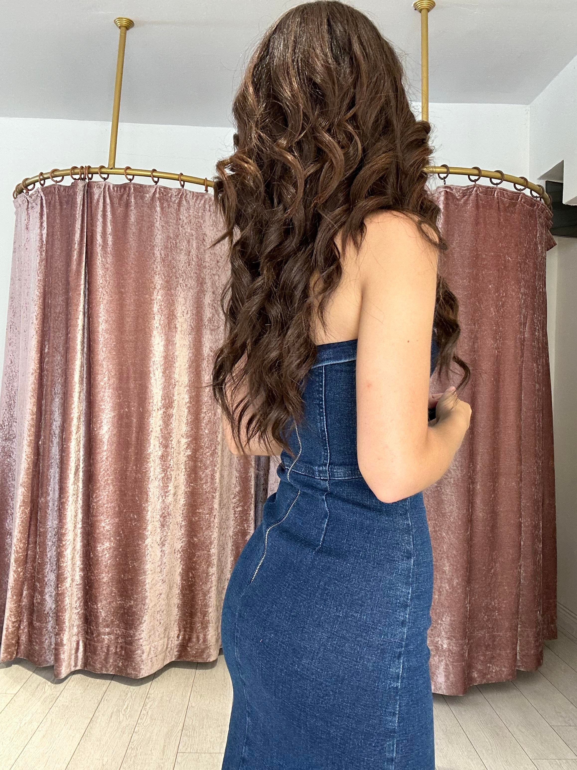 Yırtmaç Detay Kot Elbise Uzun