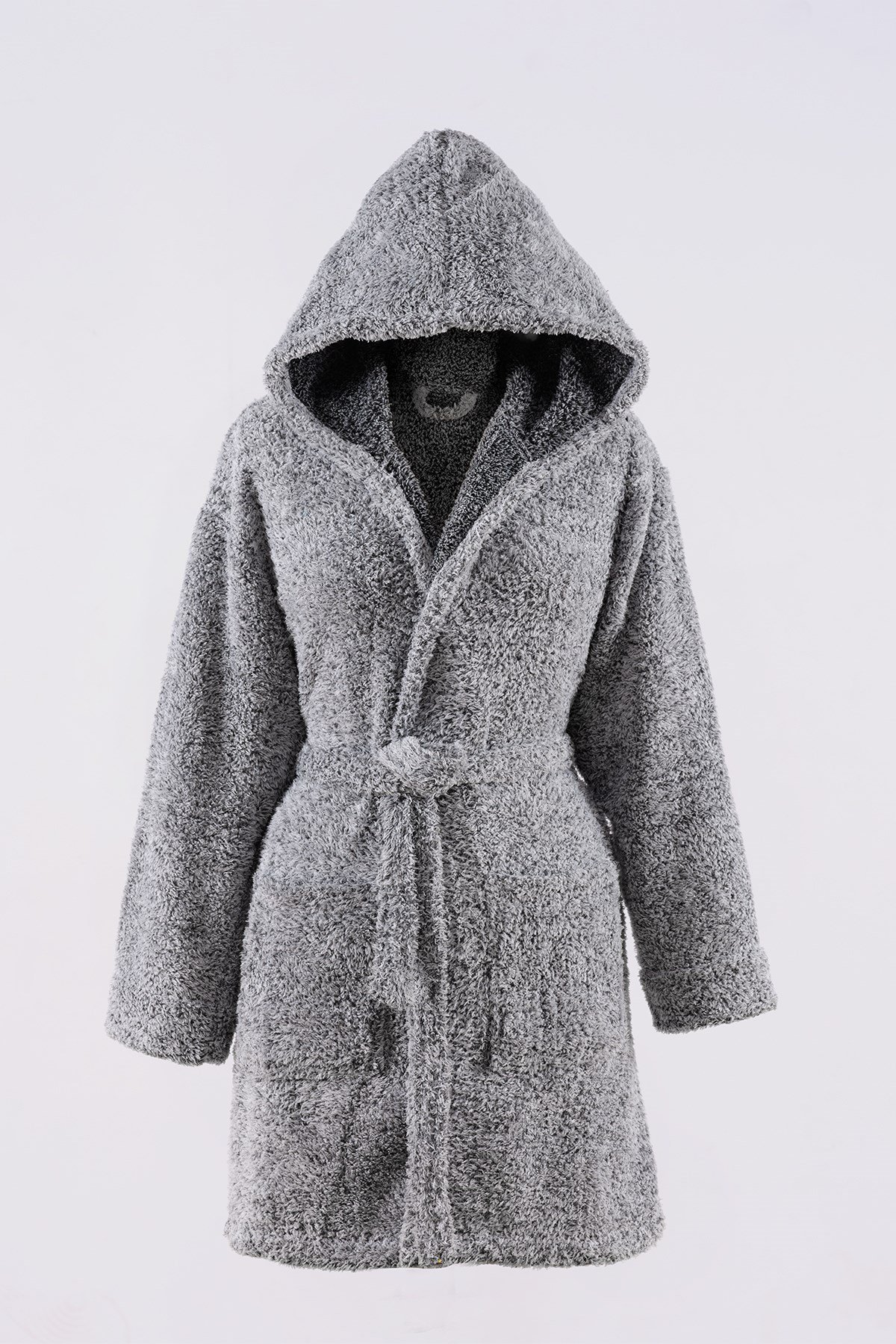 Plain Kapşonlu Unisex Wellsoft Peluş Sabahlık