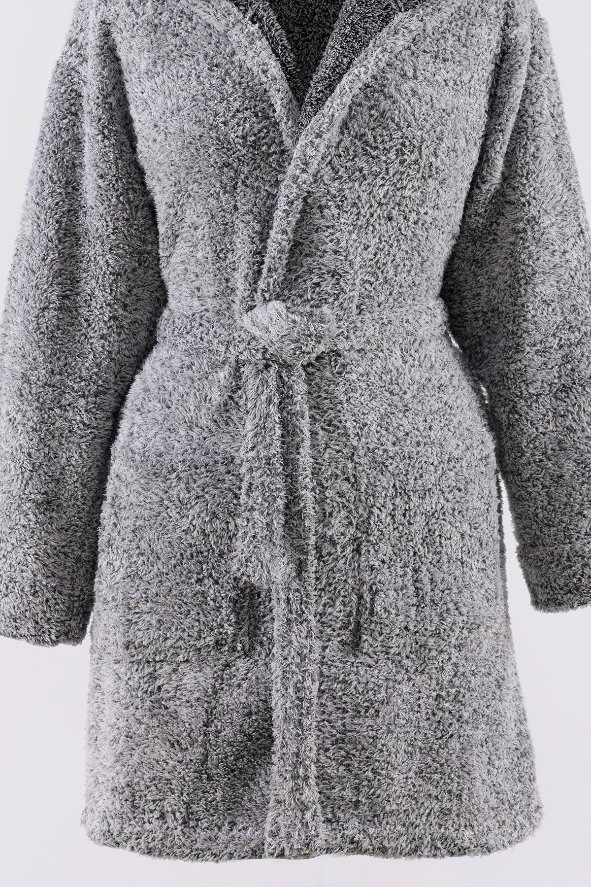 Plain Kapşonlu Unisex Wellsoft Peluş Sabahlık
