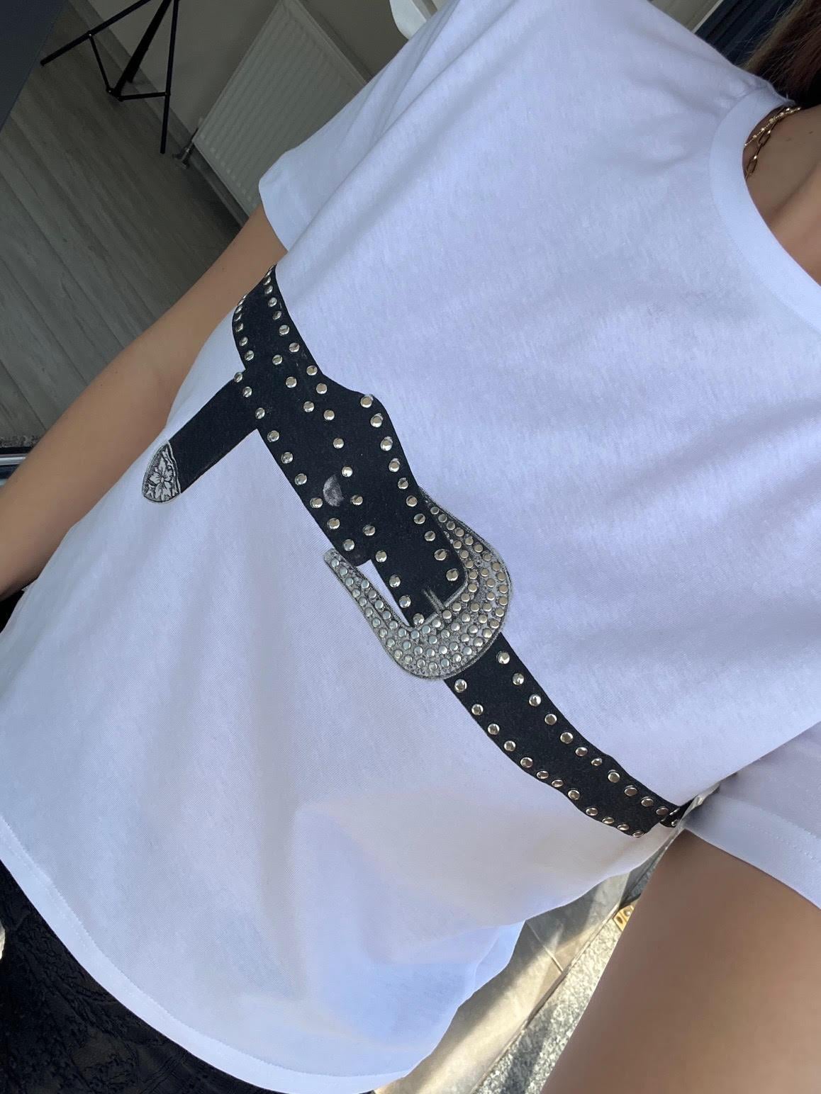 0016 Kemer Baskılı Tshirt BEYAZ