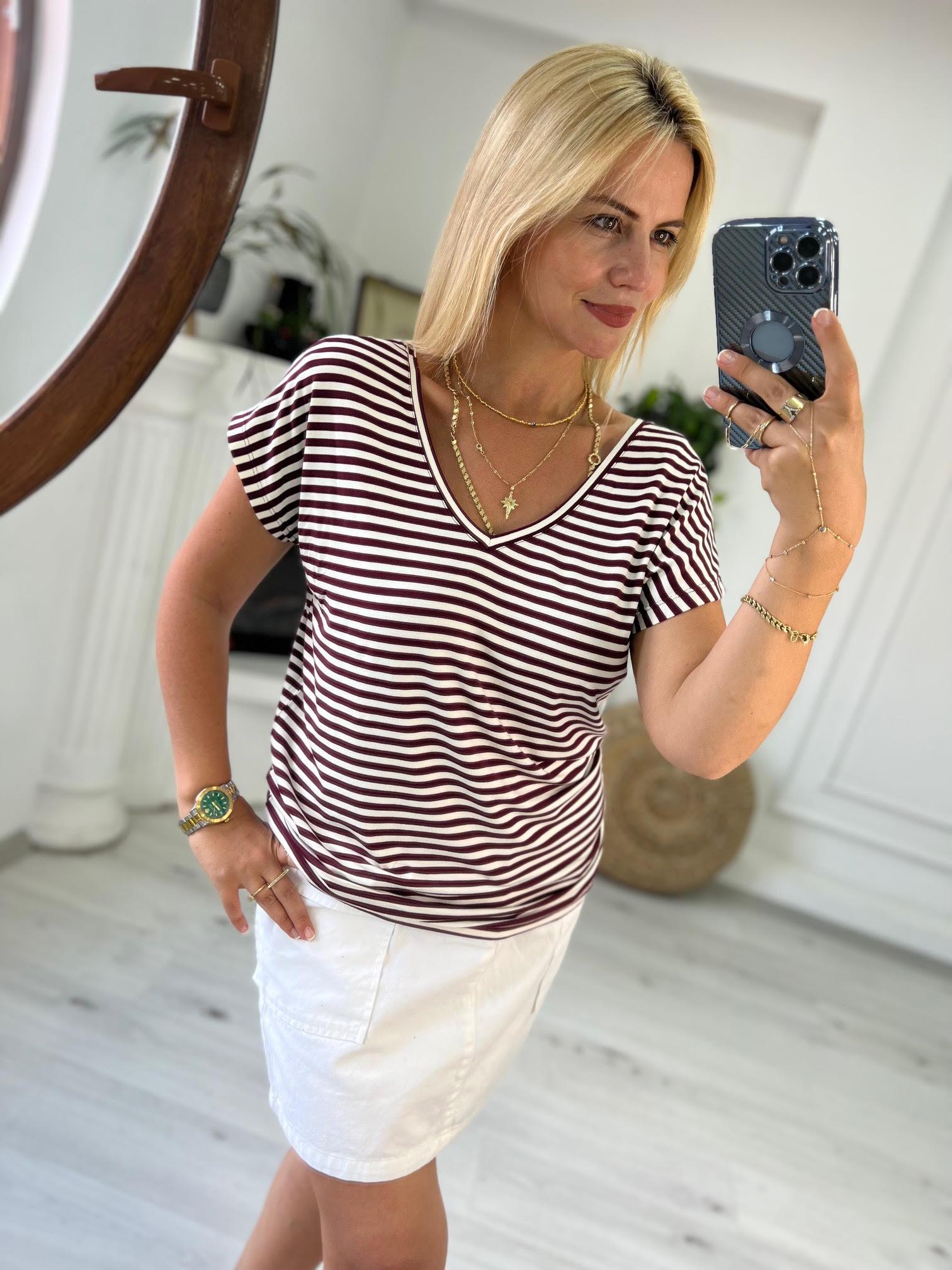 002 Ön V Arka V Tshirt BORDO