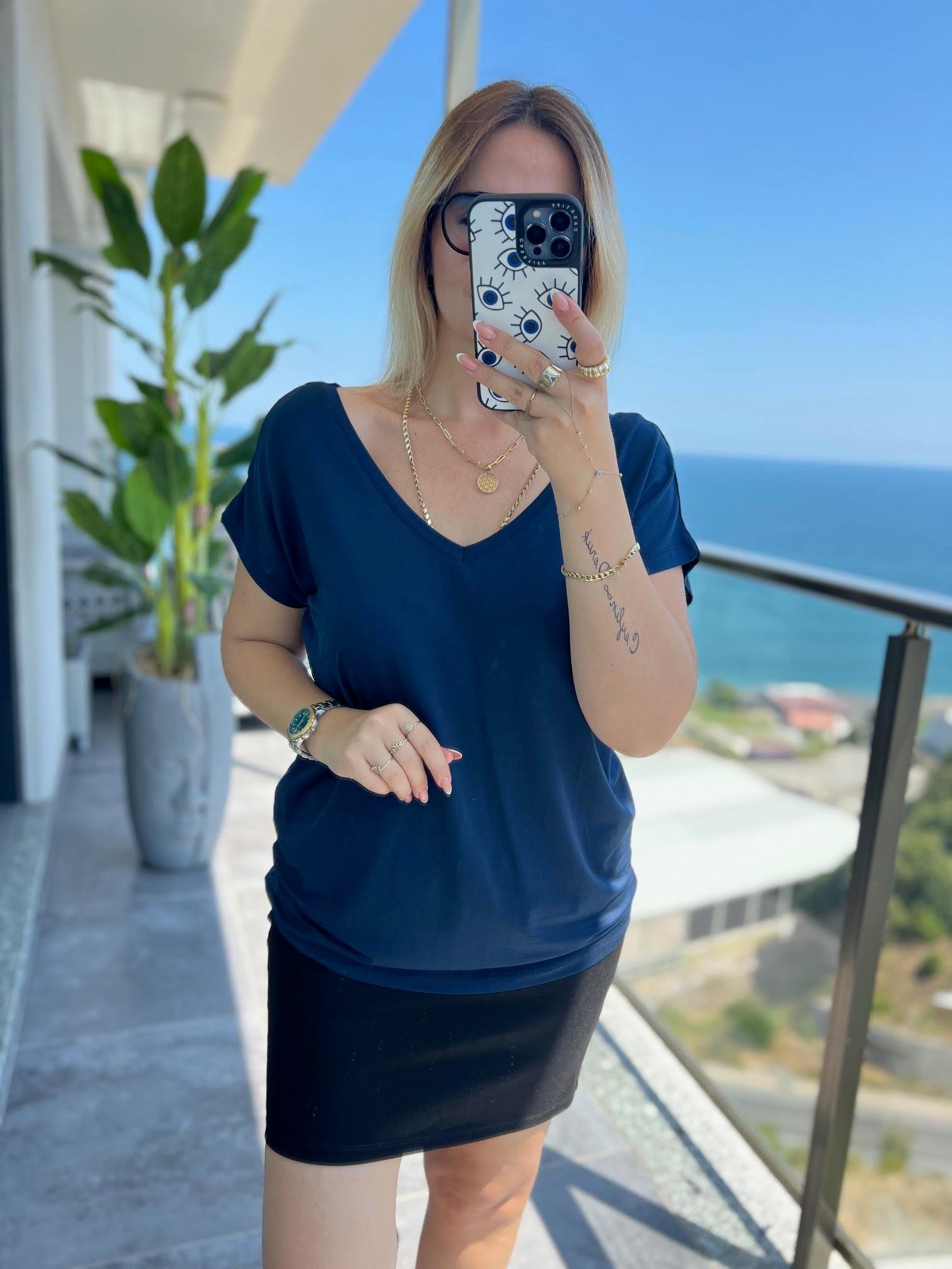 002 Ön V Arka V Tshirt LACİVERT