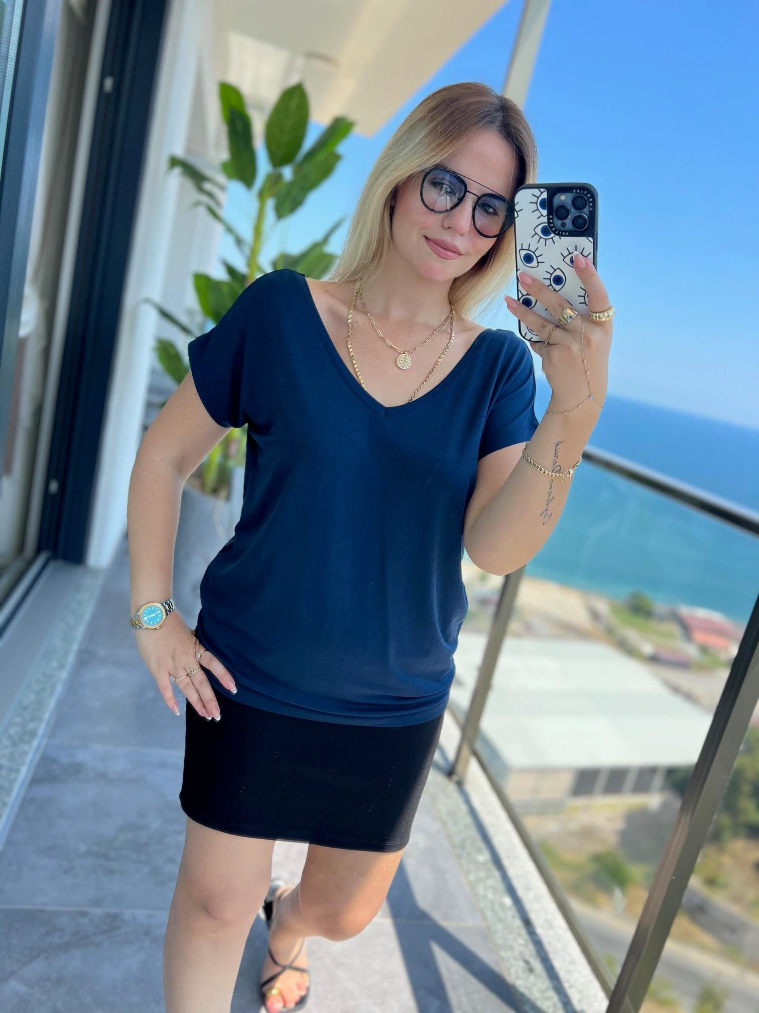 002 Ön V Arka V Tshirt LACİVERT