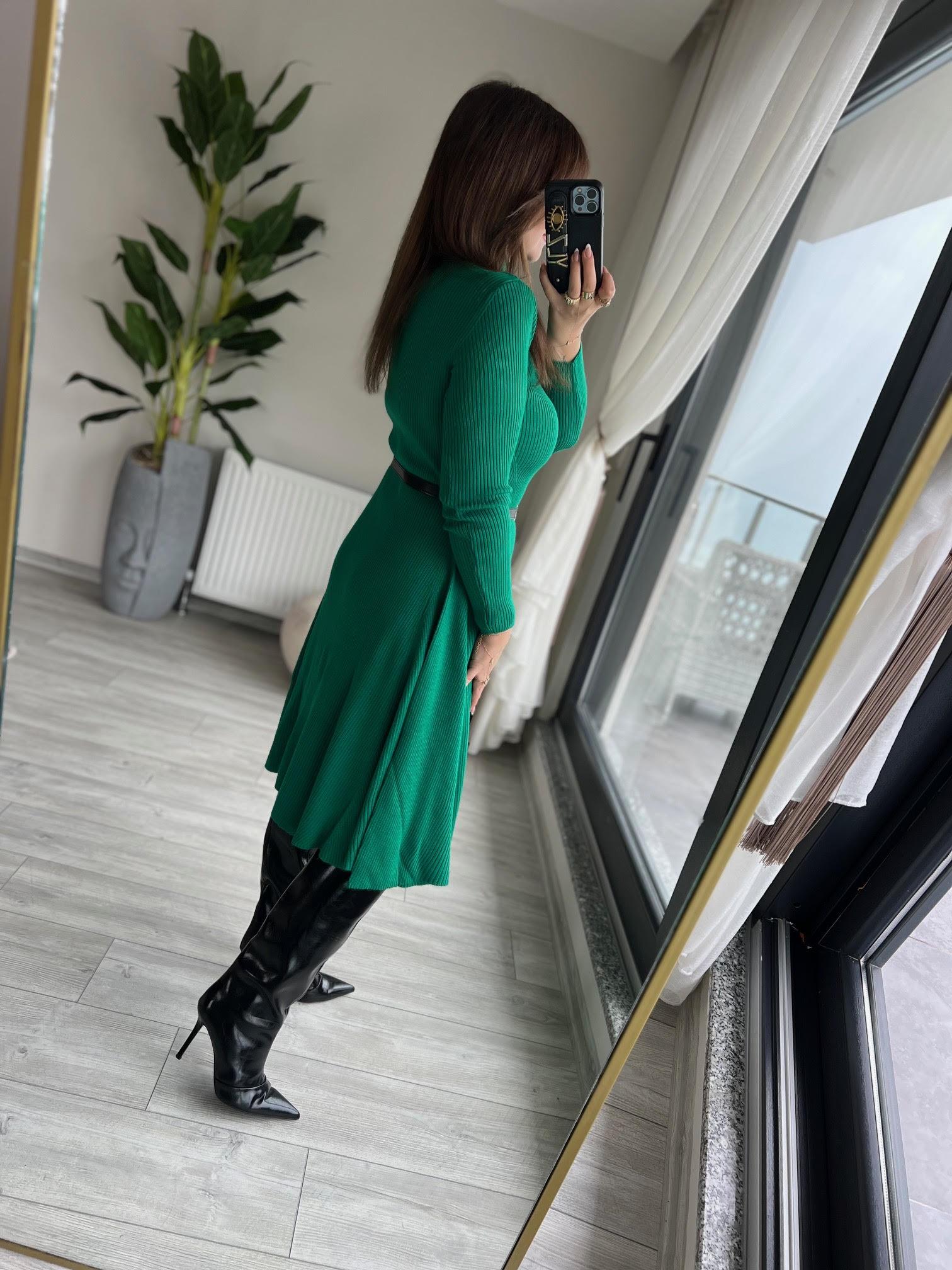 004 Kemerli Elbise YEŞİL