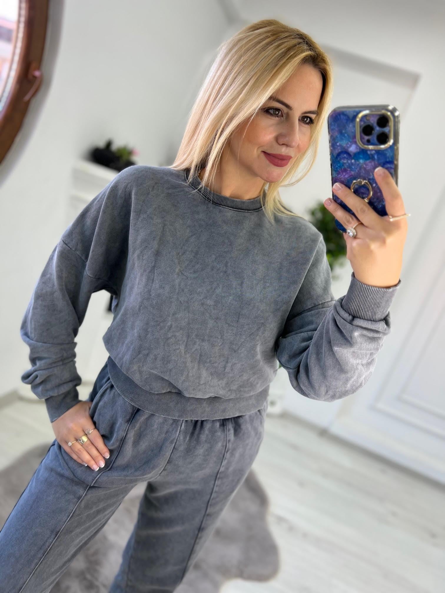 0067 Oweraize Asit Yıkama Sweat GRİ