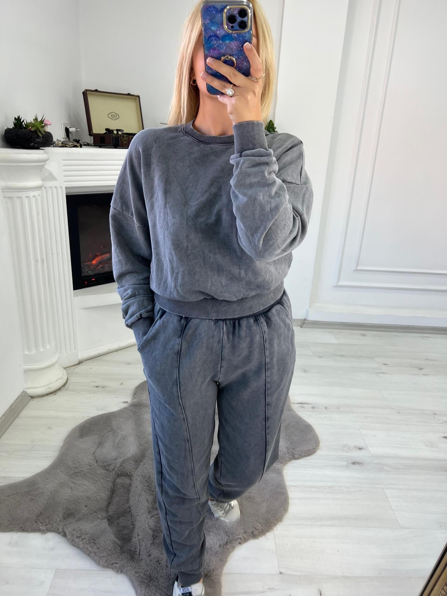 0067 Oweraize Asit Yıkama Sweat GRİ