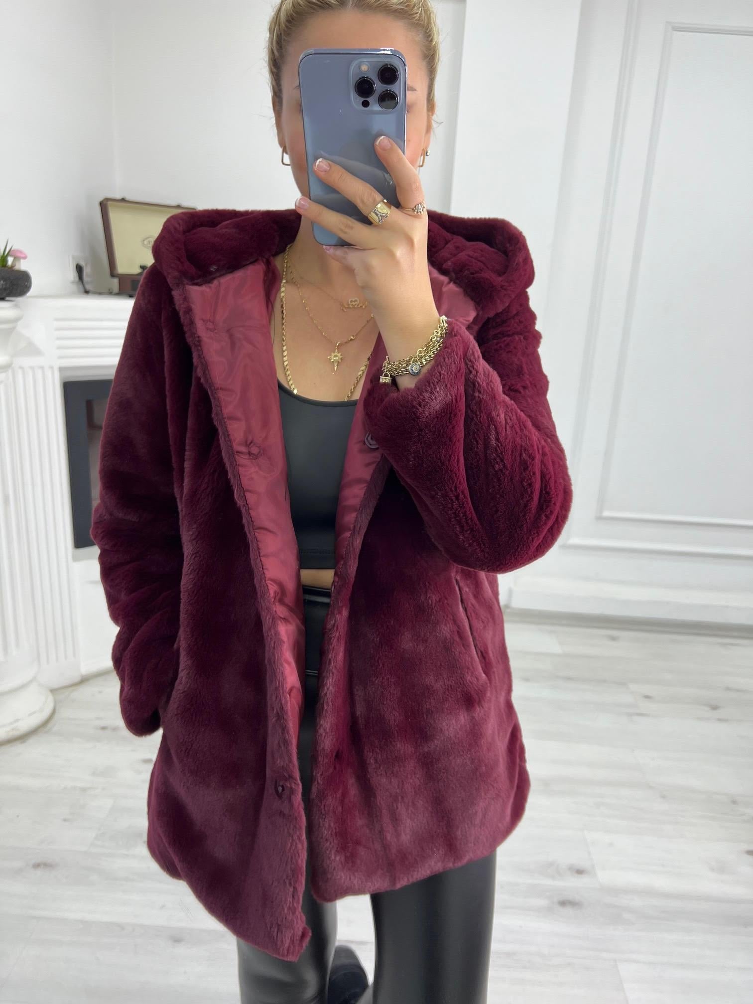 01 Peluş Mont BORDO