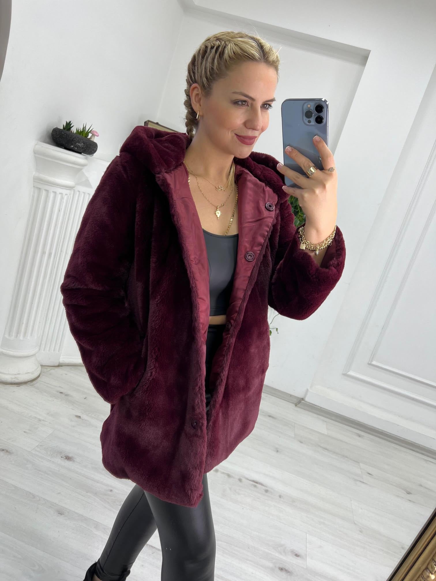 01 Peluş Mont BORDO