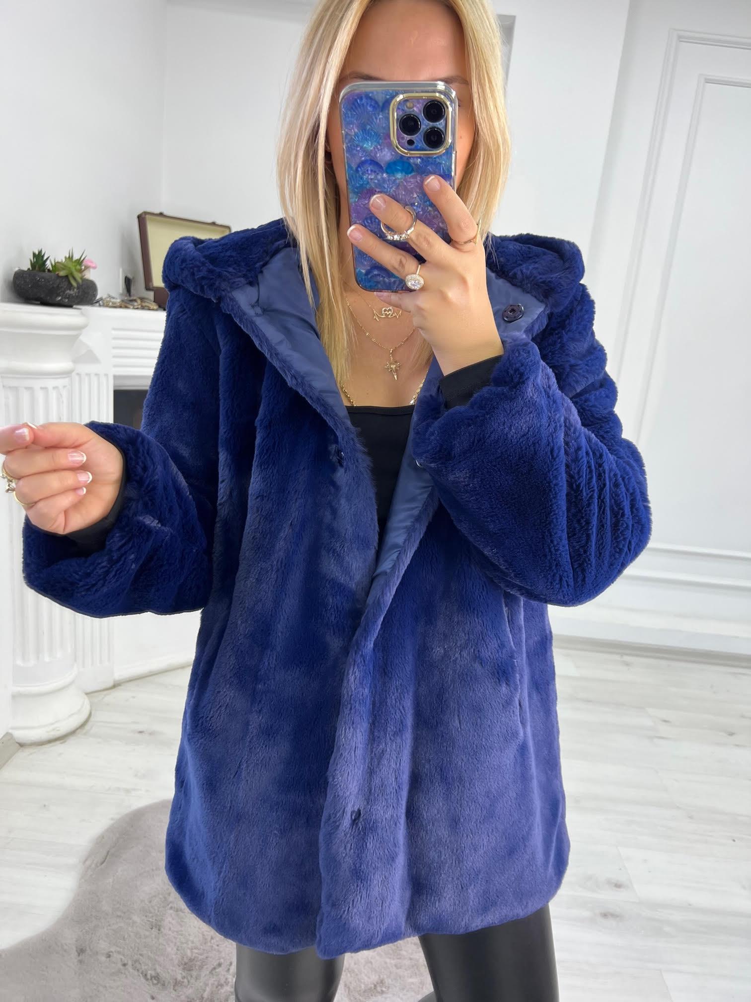 01 Peluş Mont LACİVERT