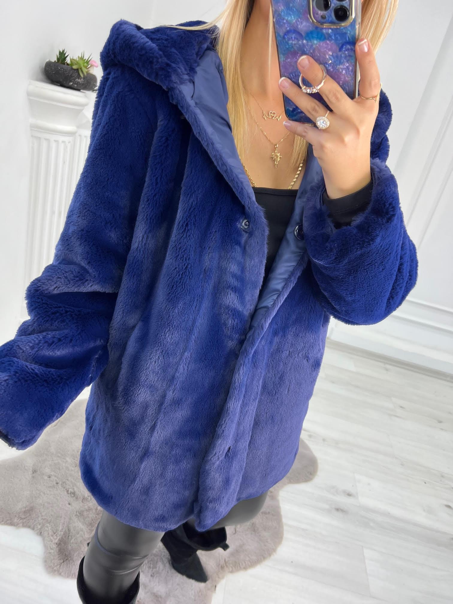 01 Peluş Mont LACİVERT