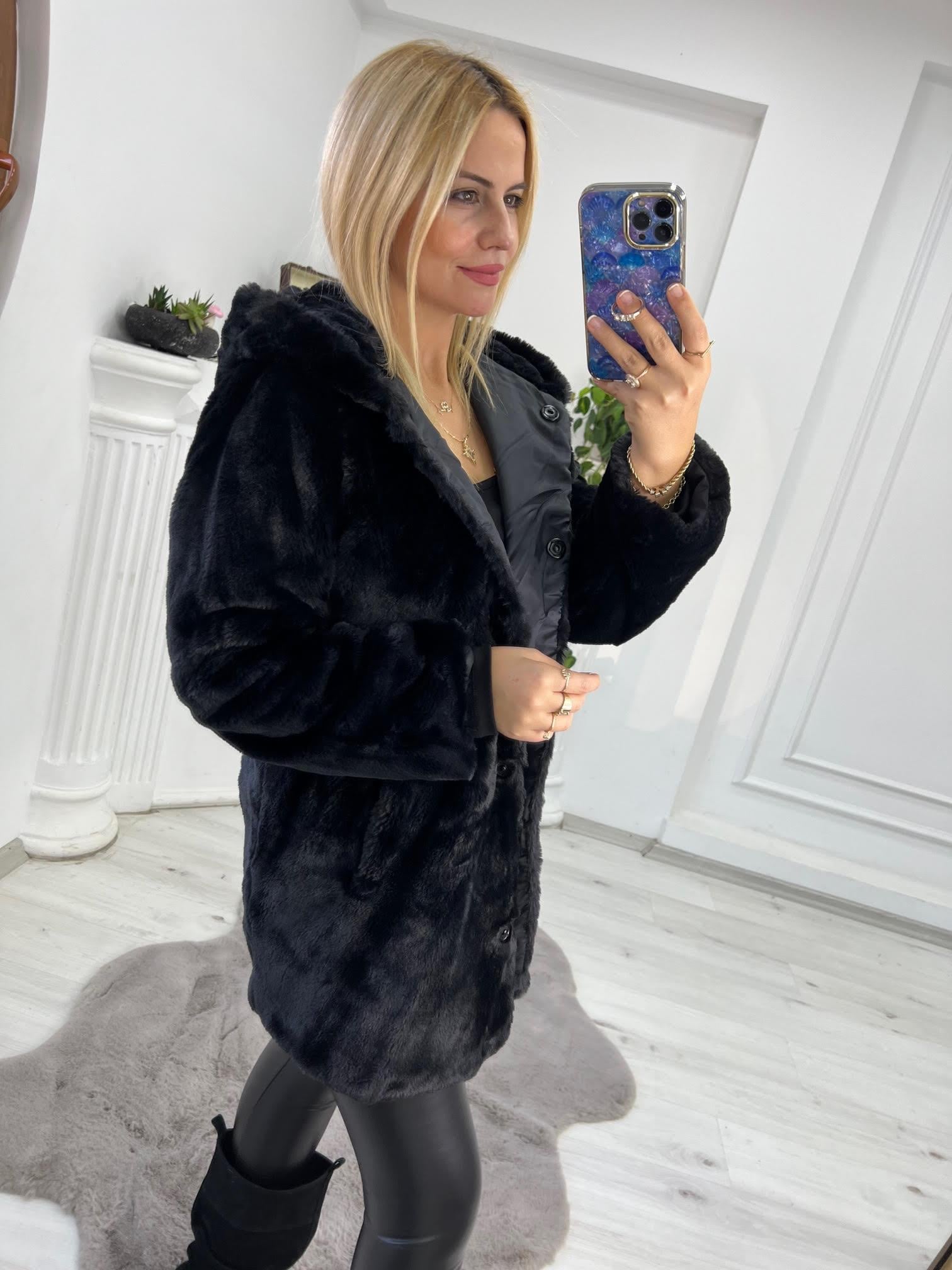 01 Peluş Mont SİYAH