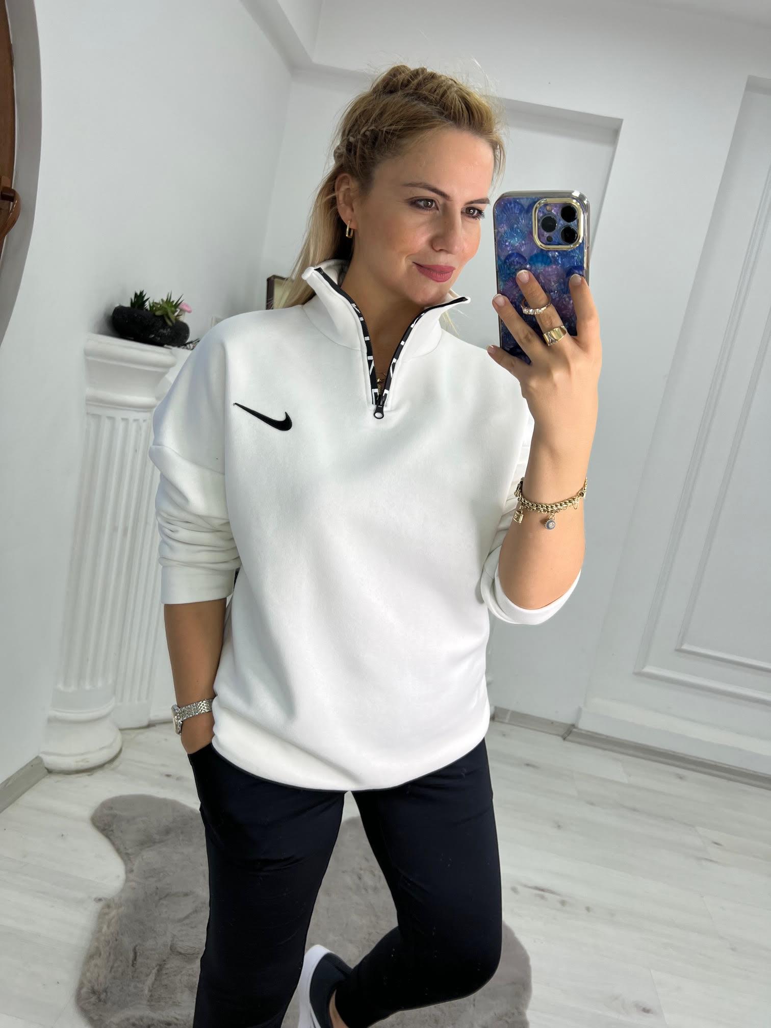 01 Yarım Fermuar Sweat BEYAZ