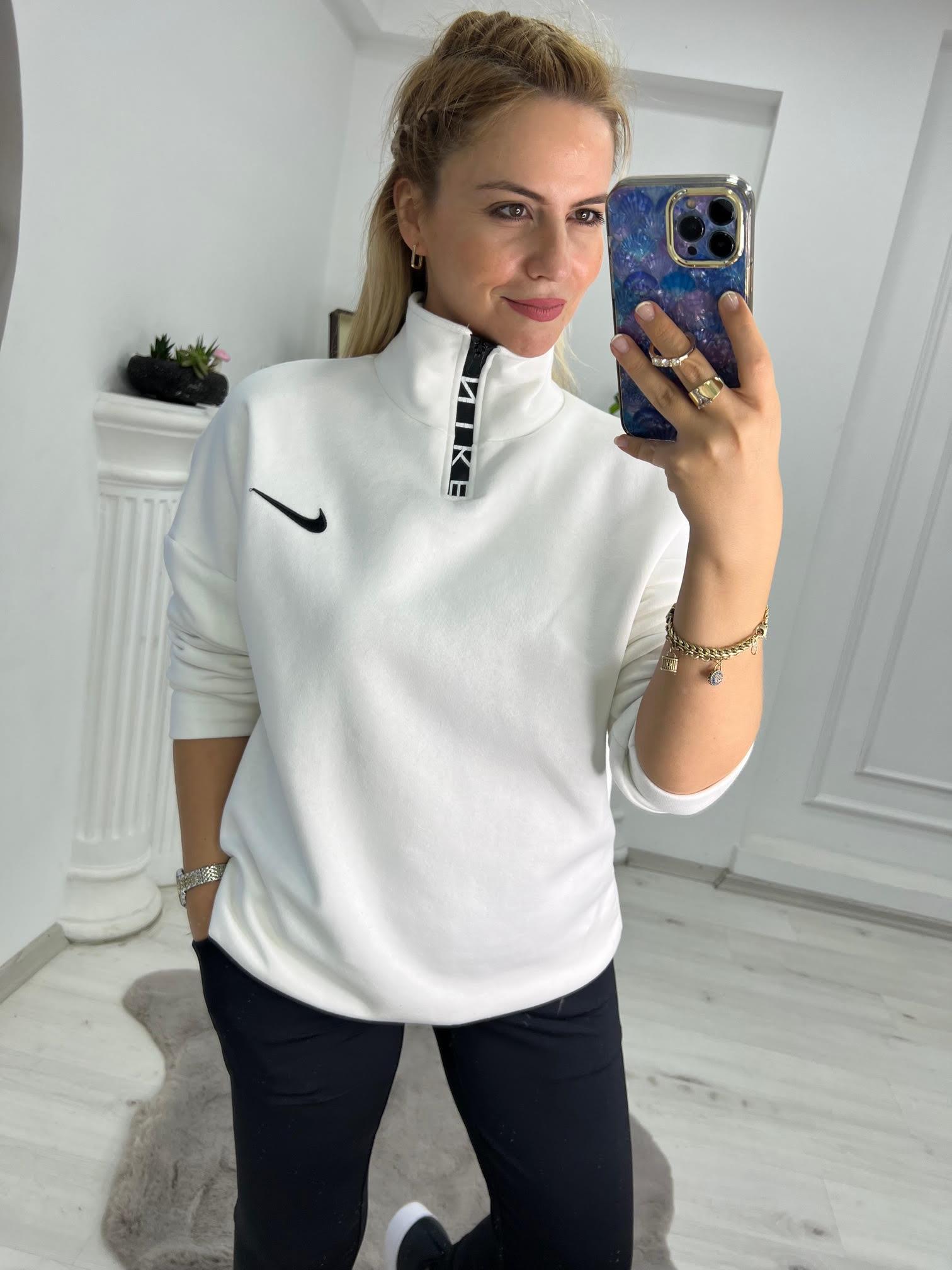 01 Yarım Fermuar Sweat BEYAZ
