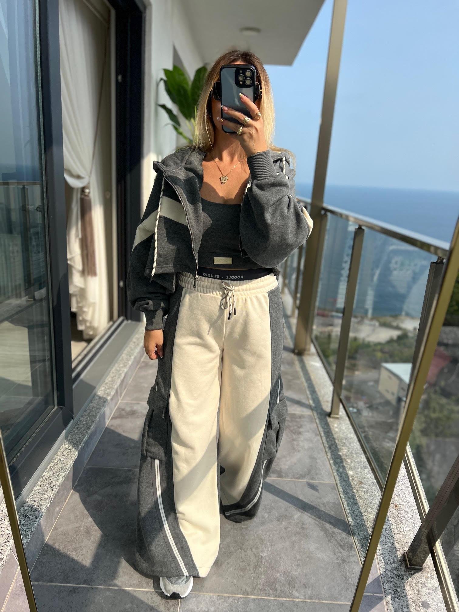 017 Fermuarlı Sweat Tasarım Takım ANTRESİT