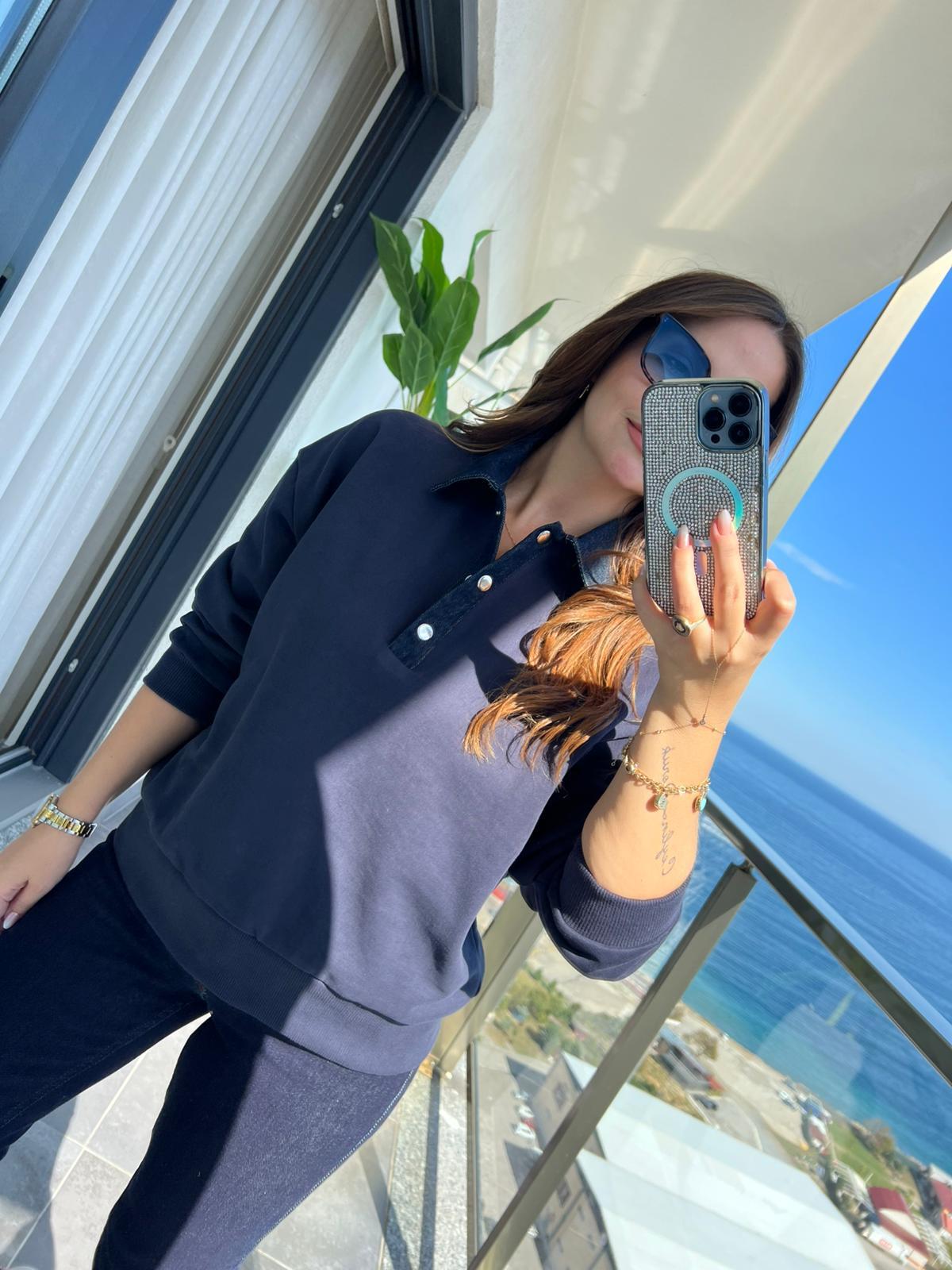0178 Garnili Sweat LACİVERT