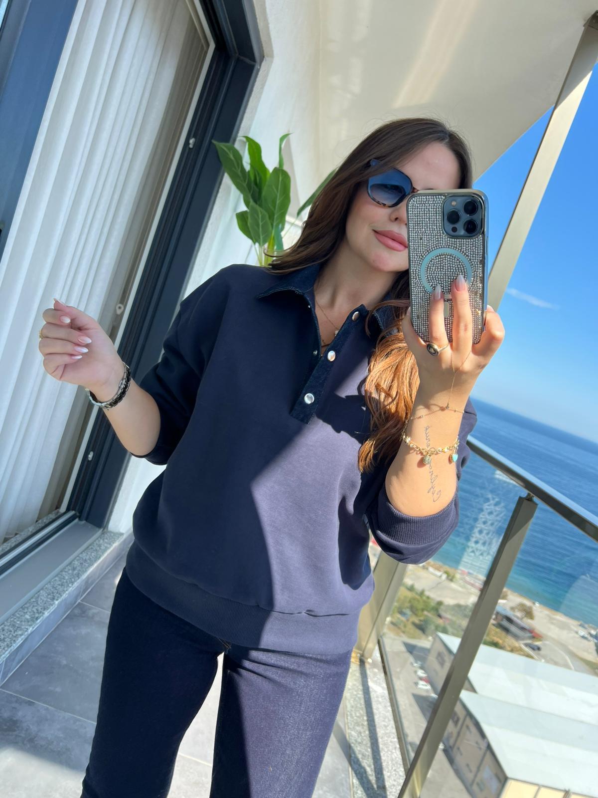 0178 Garnili Sweat LACİVERT