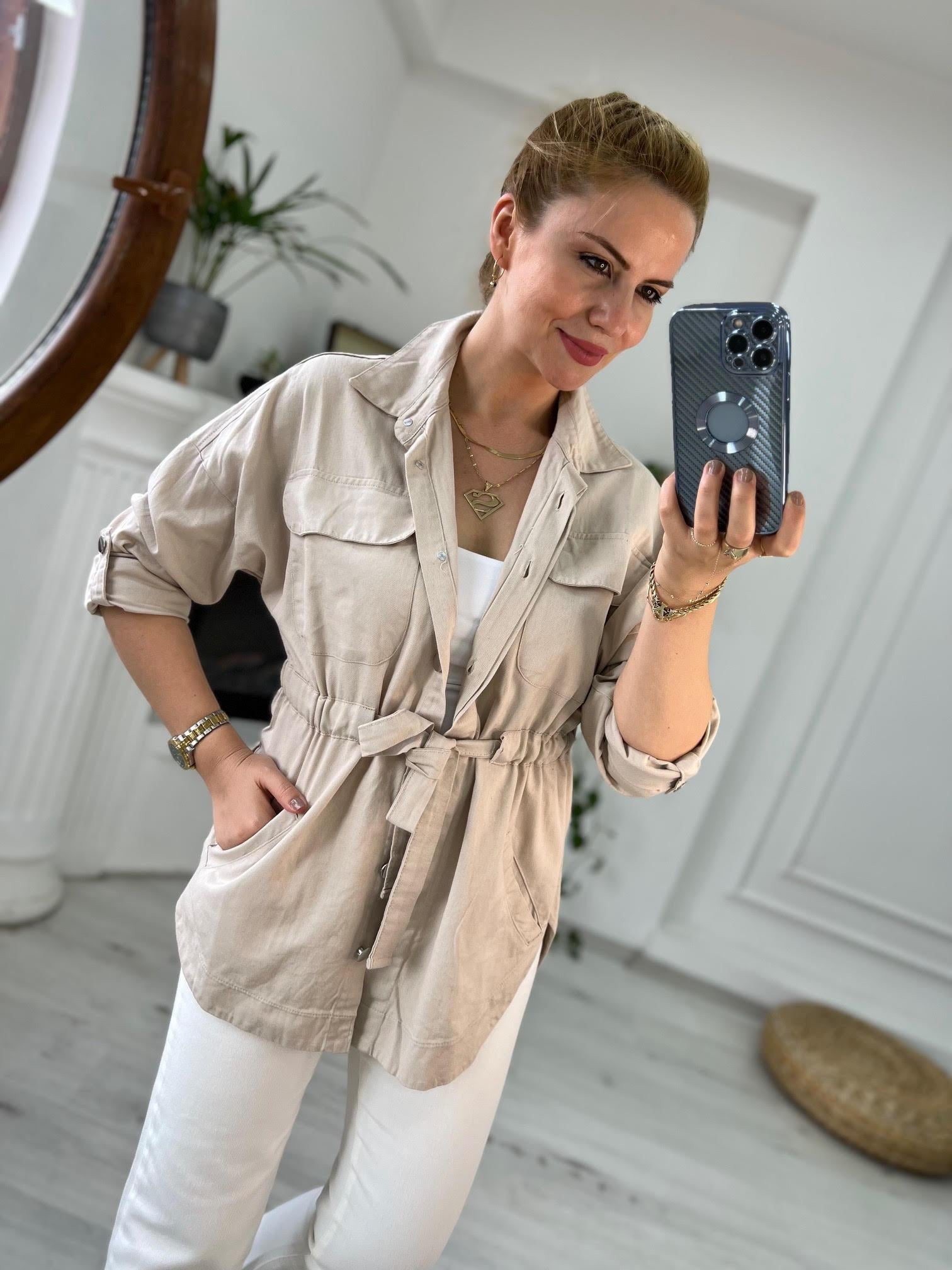 0259 Gabardin Ceket BEJ
