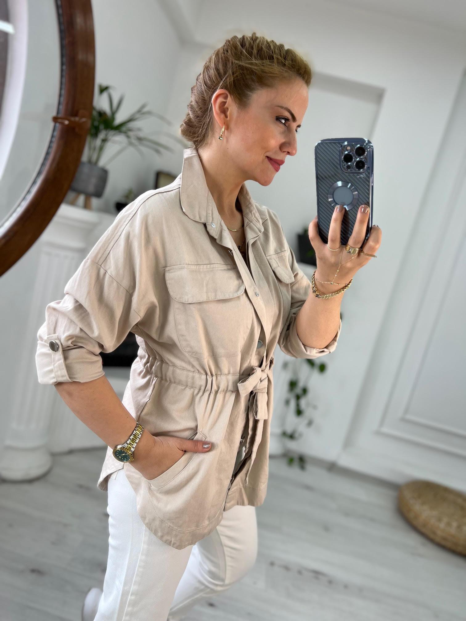 0259 Gabardin Ceket BEJ