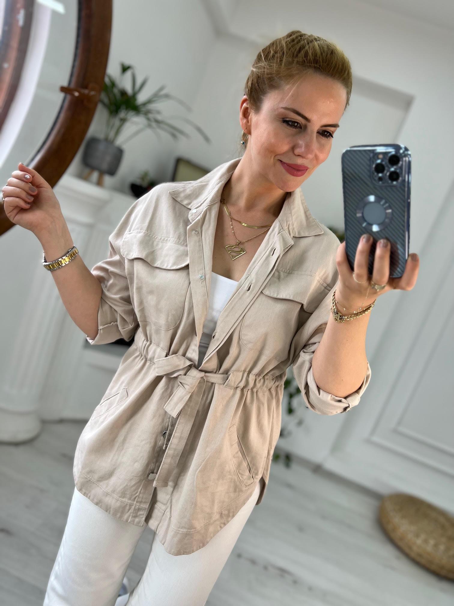 0259 Gabardin Ceket BEJ