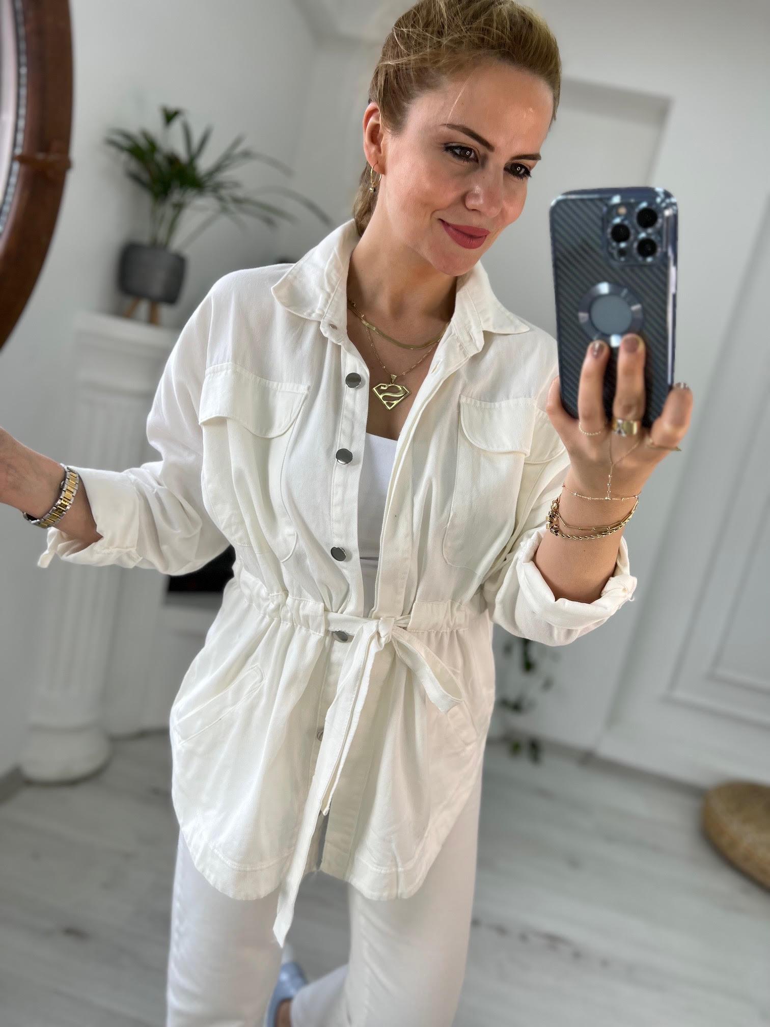 0259 Gabardin Ceket BEYAZ