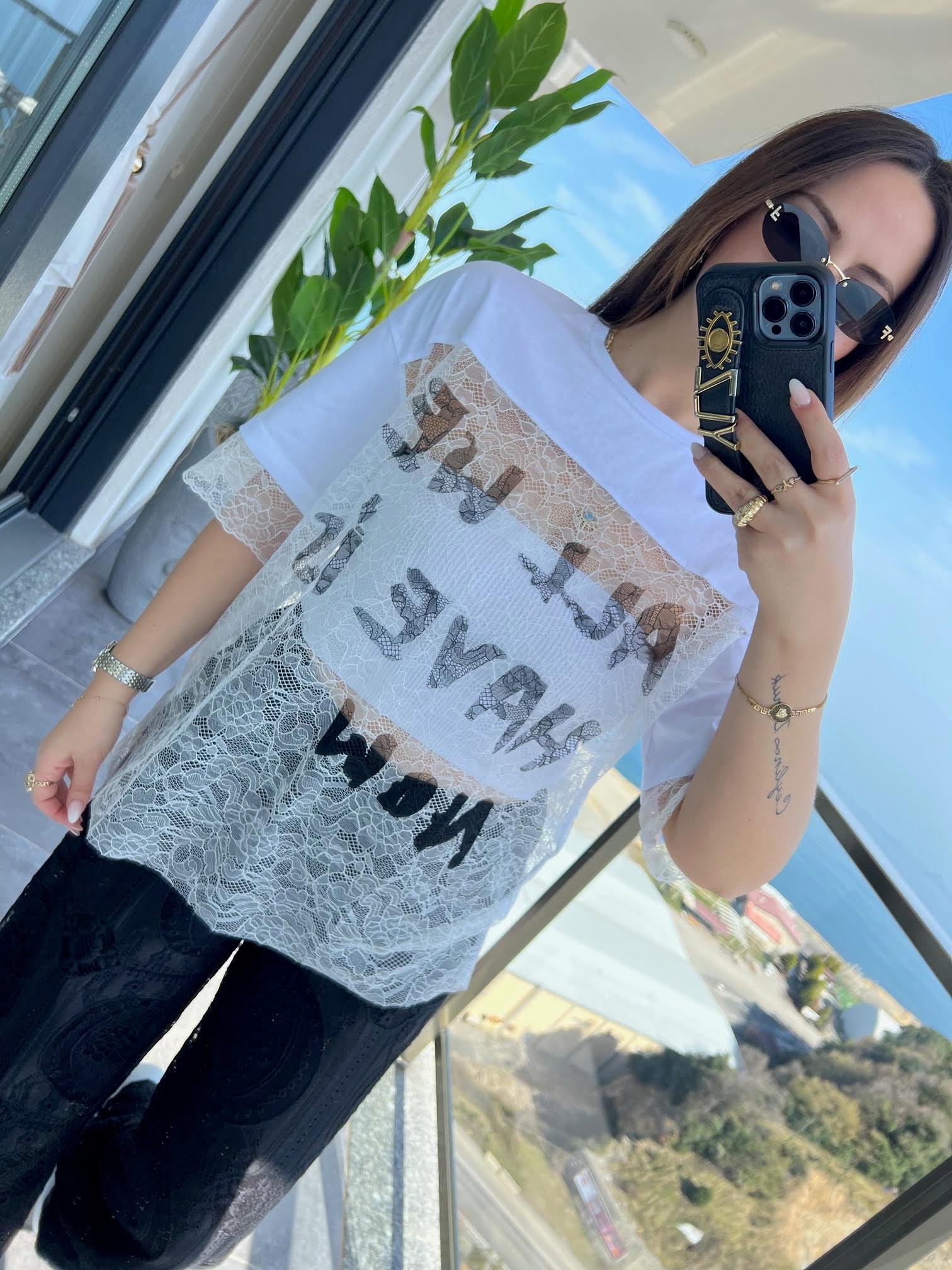 0298 Dantel Tshirt BEYAZ